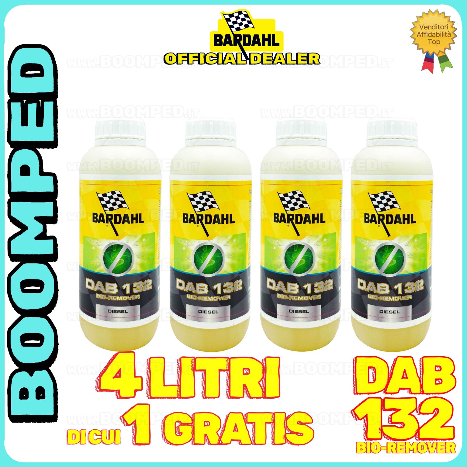 4 flaconI 1 litro BARDAHL DAB 123 BIO REMOVER additivo anti alga anti batteri auto DIESEL 04BD41