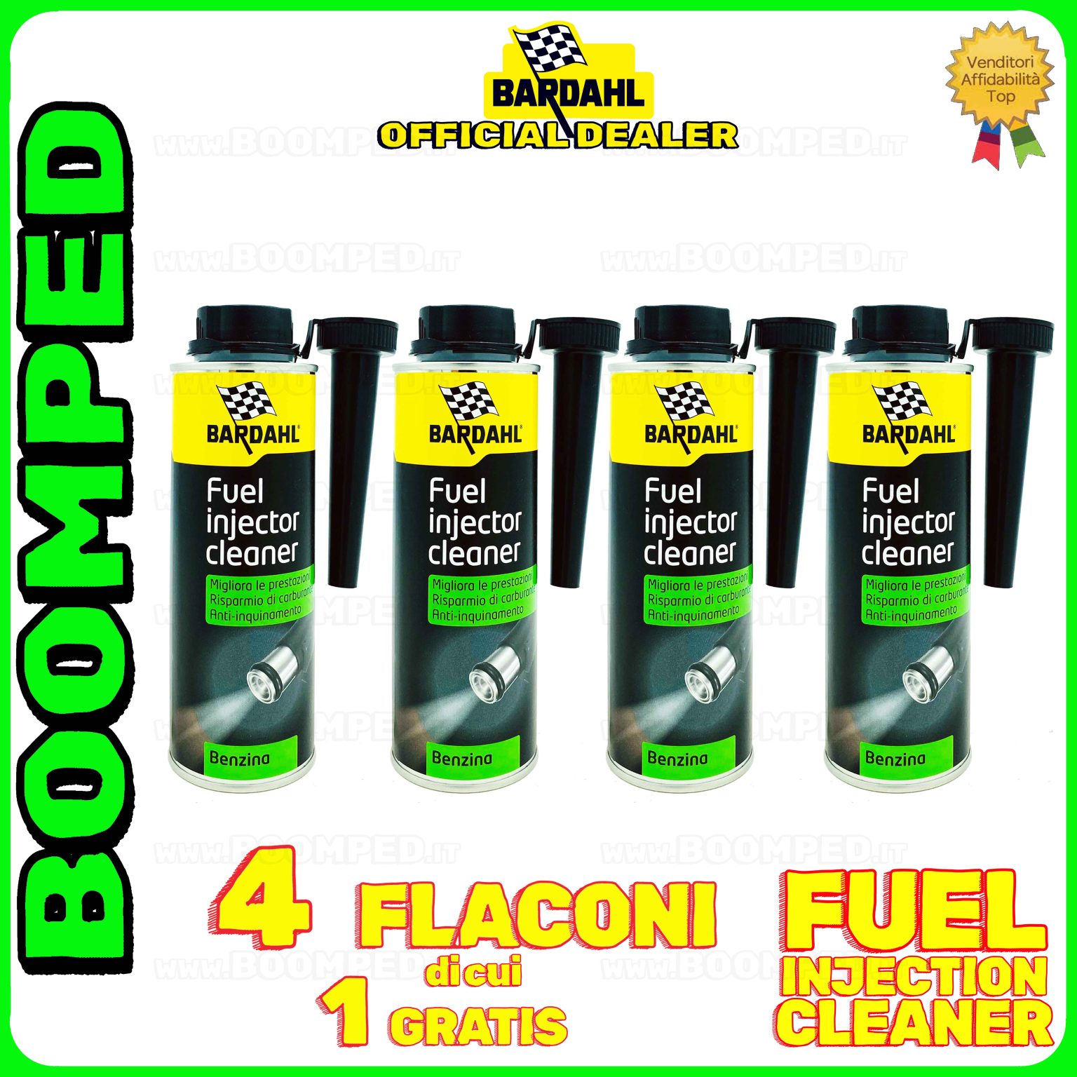 4 flaconi 300ml BARDAHL FUEL INJECTOR CLEANER additivo pulitore valvole motore auto benzina 04BD45