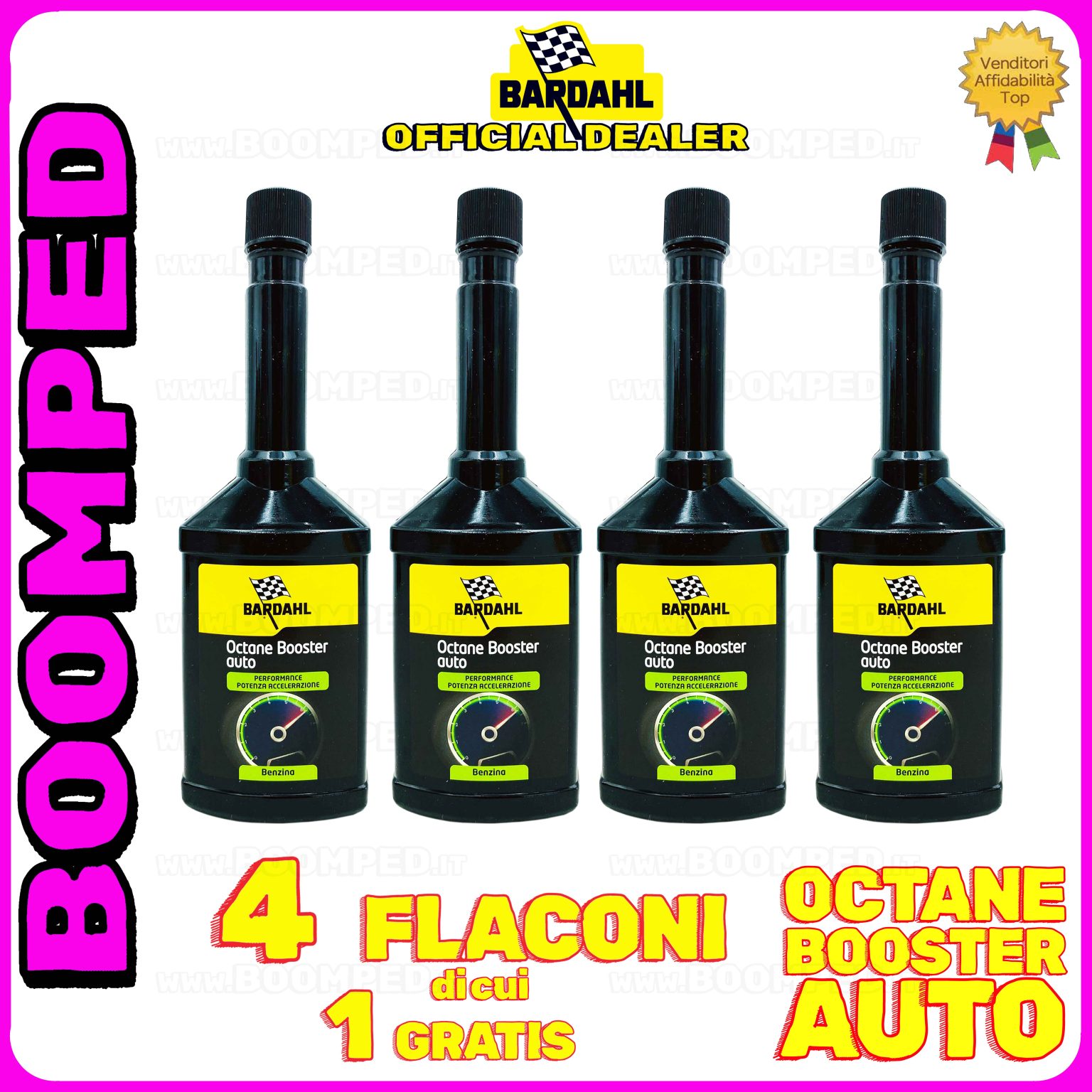 4 flaconi 250ml BARDAHL OCTANE BOOSTER AUTO additivo elevatore ottani auto benzina 04BD46