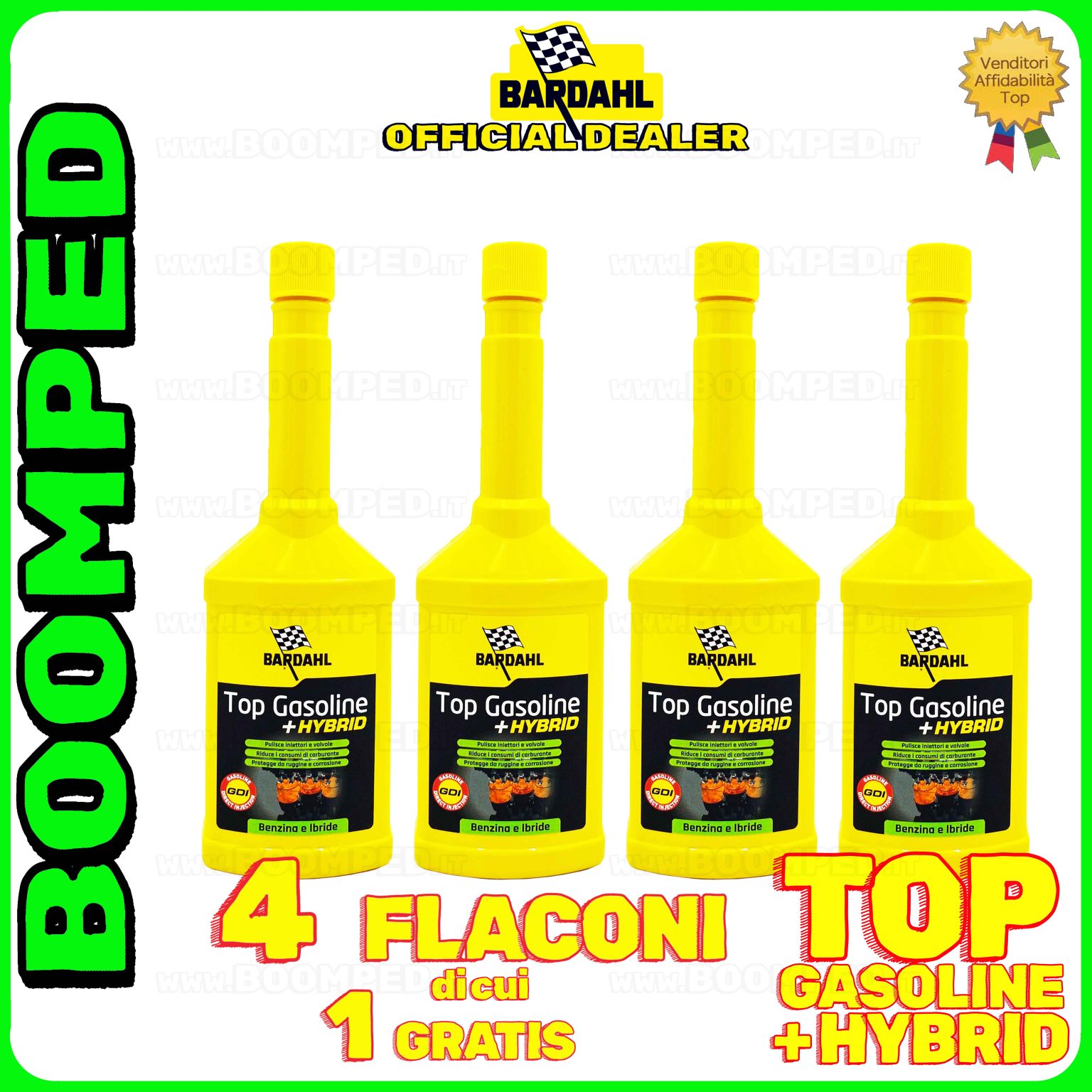 4 flaconi 250ml BARDAHL TOP GASOLINE HYBRID additivo pulizia motore auto benzina ibride 04BD47