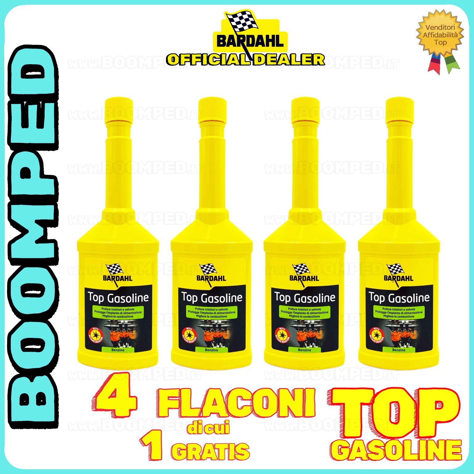 4 flaconi 250ml BARDAHL TOP GASOLINE + additivo pulizia motore auto benzina 04BD48