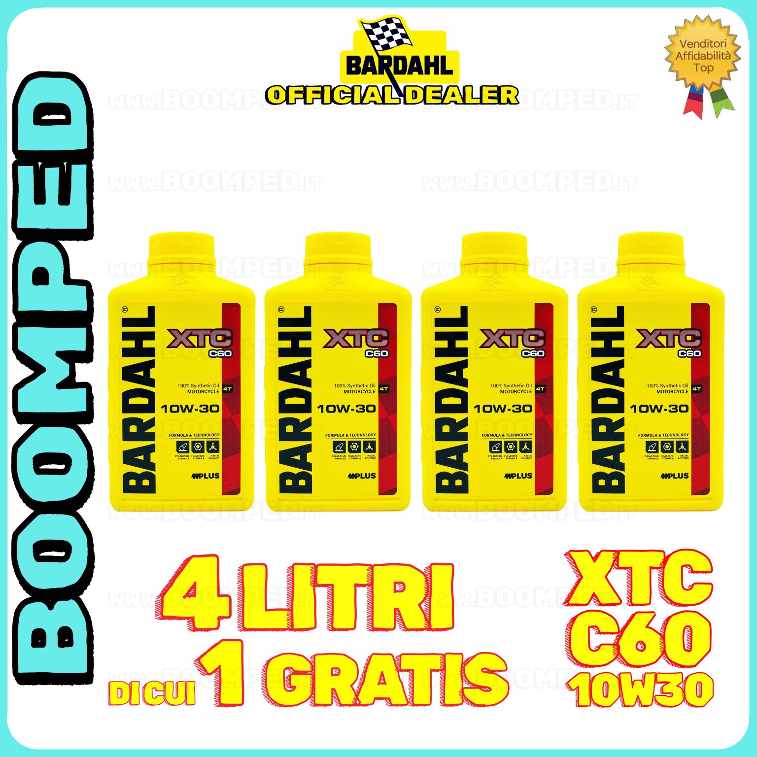 4 litri BARDAHL XTC C60 10W-30 olio motore moto sintetico API SN / JASO MA-MA2 04BD58