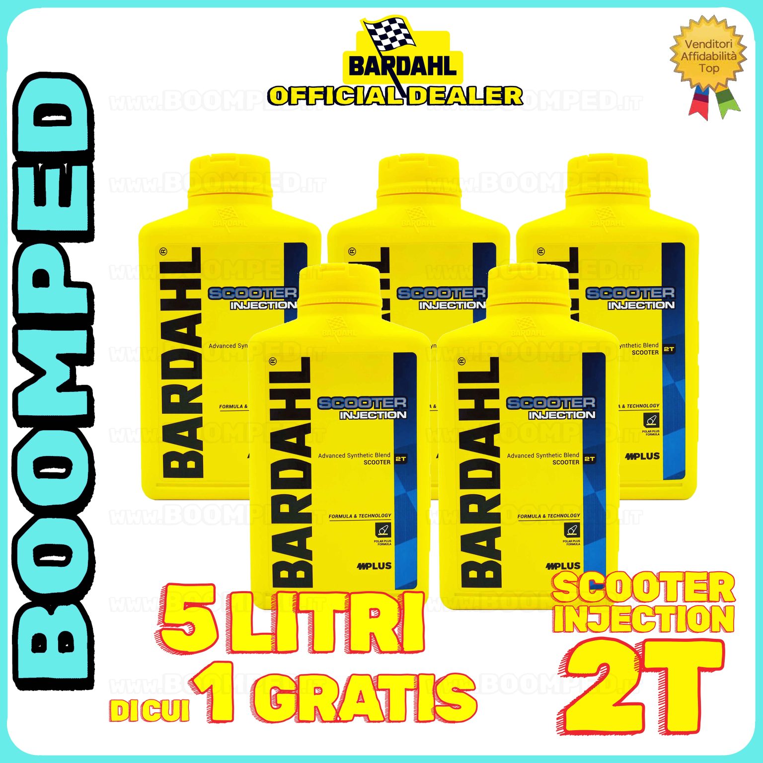 5 litri BARDAHL SCOOTER INJECTION 2T OLIO MOTORE per miscela moto scooter 2T 100% sintetico 05BD02