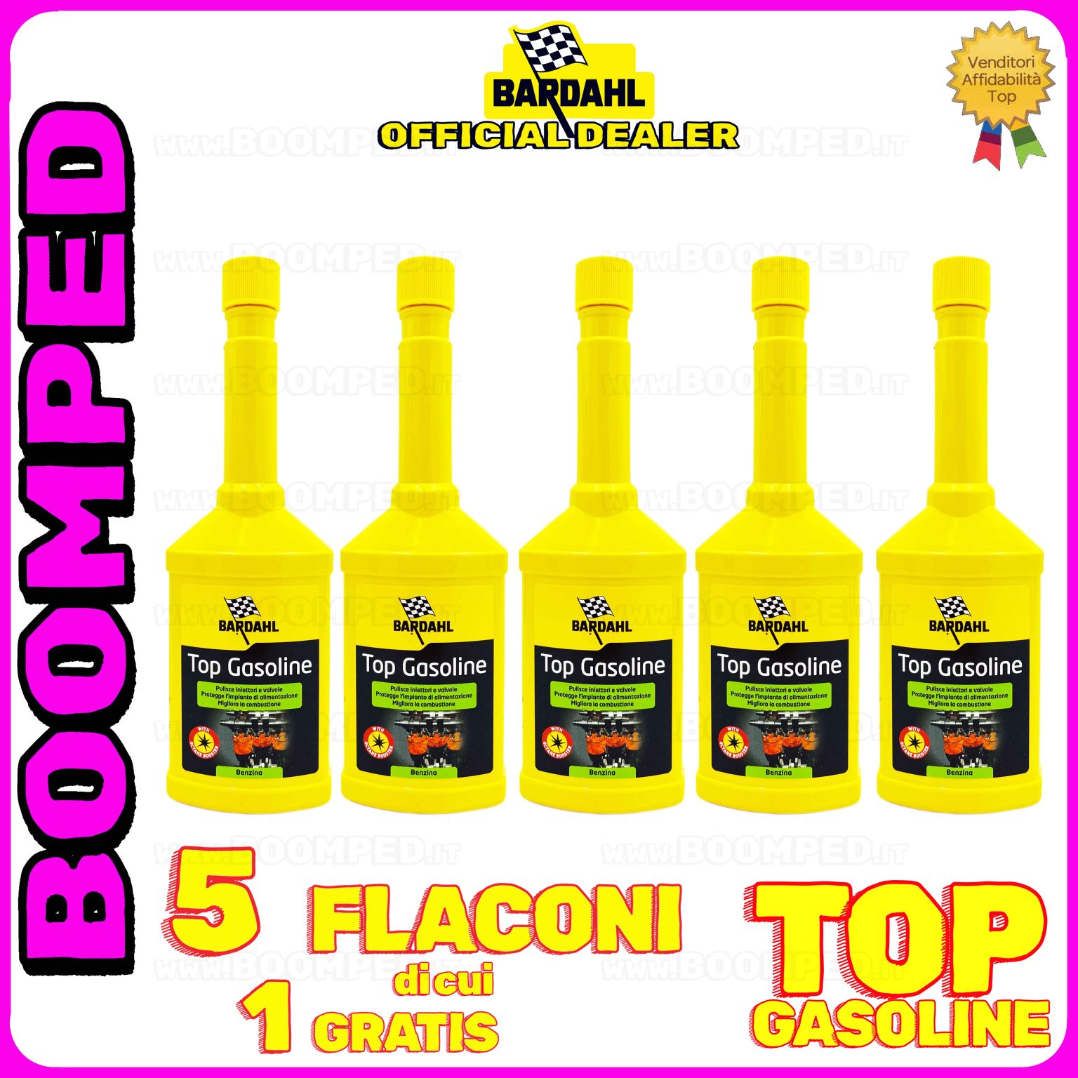 5 flaconi 250ml BARDAHL TOP GASOLINE + additivo pulizia motore auto benzina 05BD48