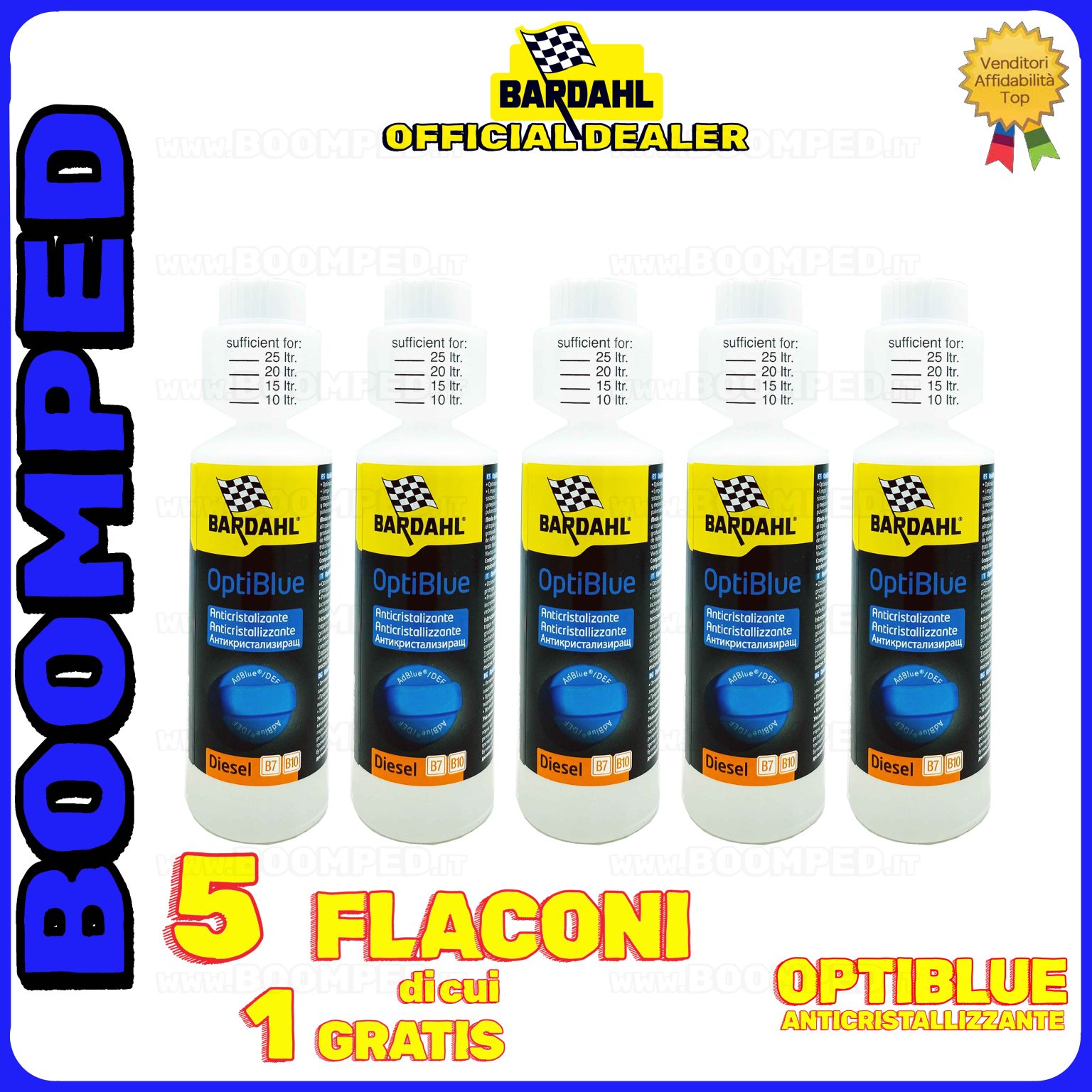 5 flaconi 250ml BARDAHL OPTIBLUE additivo anticristallizzante ADBLUE auto diesel 05BD50