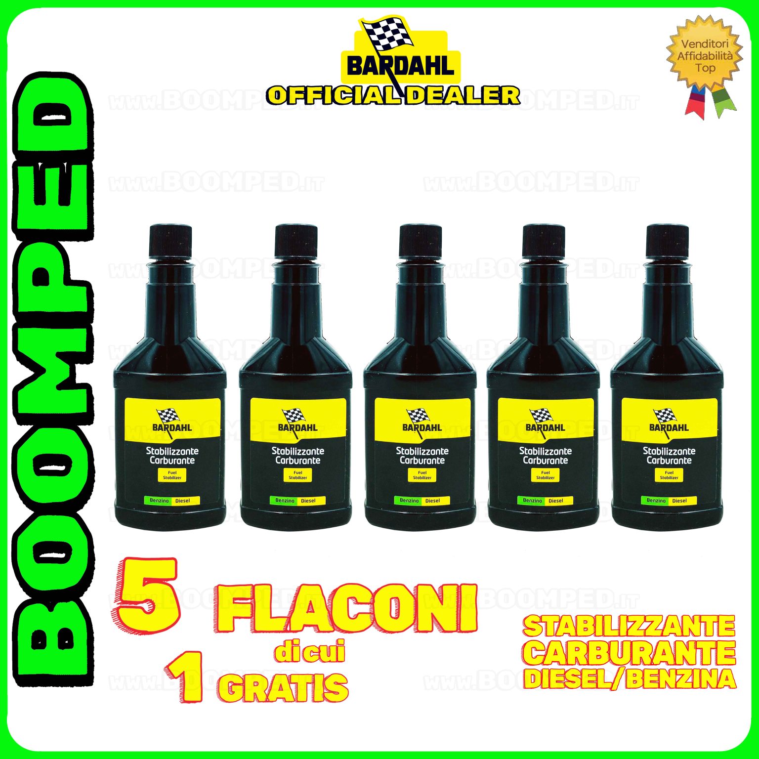 5 flaconi 150ml BARDAHL STABILIZZANTE CARBURANTE additivo anti depositi carburante auto moto benzina diesel 05BD51