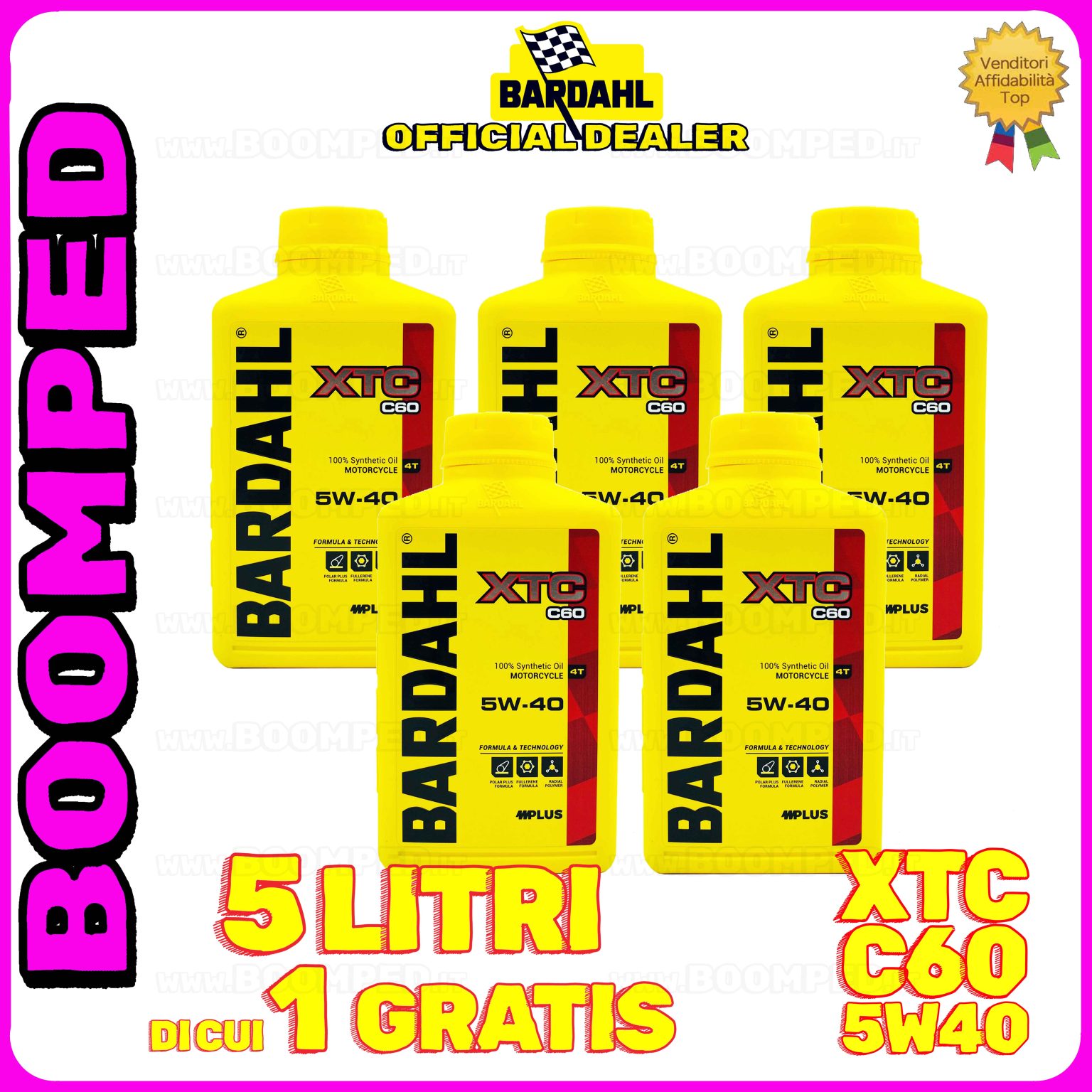 5 litri BARDAHL XTC C60 5W-40 olio motore moto sintetico API SN / JASO MA-MA2 05BD57