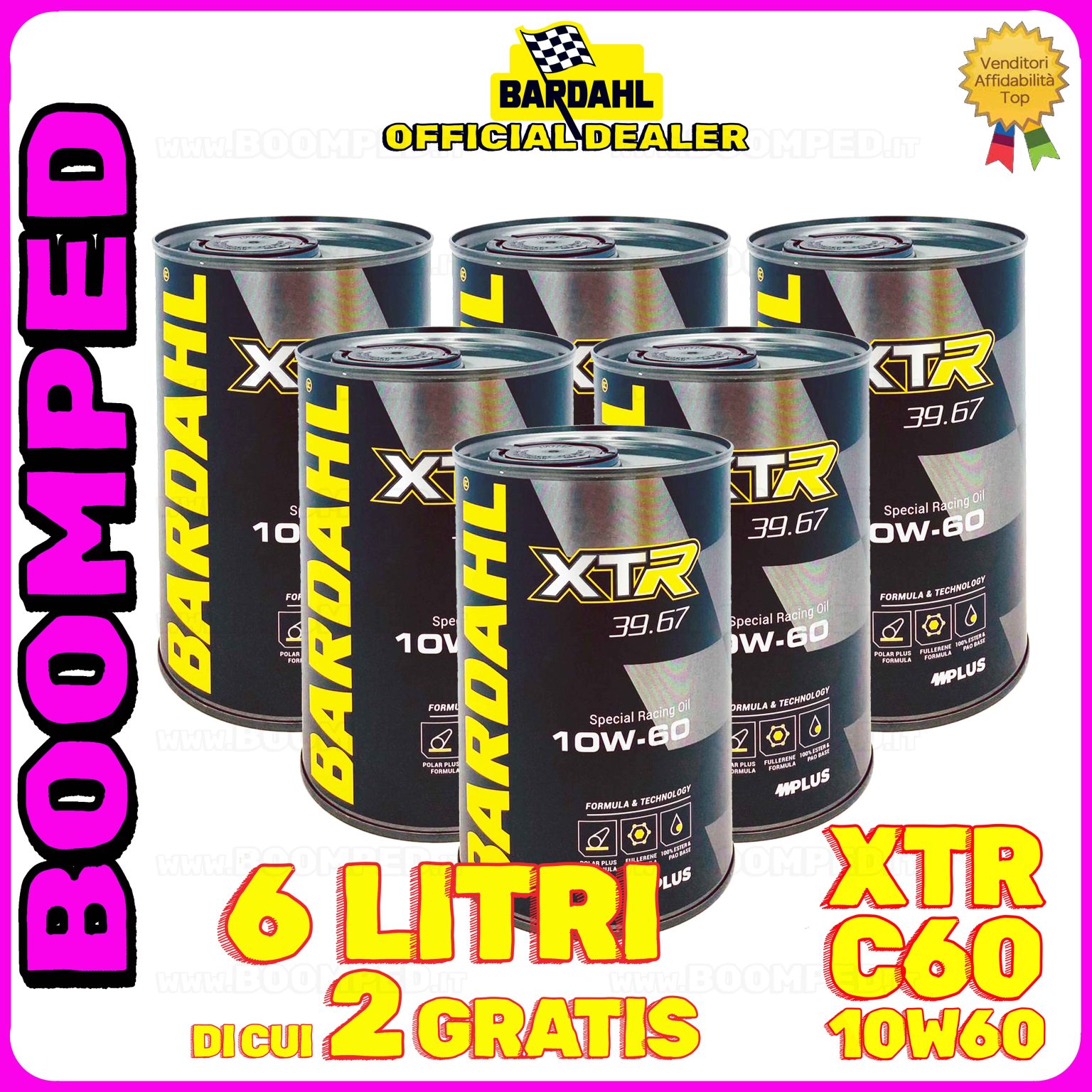 6 litri BARDAHL XTR 39.67 RACING C60 10W-60 olio motore auto sintetico USO PISTA 06BD56