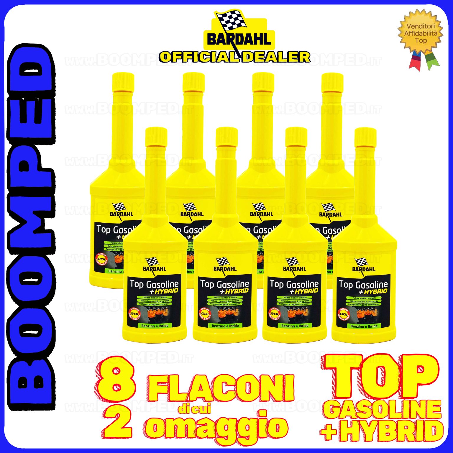8 flaconi 250ml BARDAHL TOP GASOLINE HYBRID additivo pulizia motore auto benzina ibride 08BD47