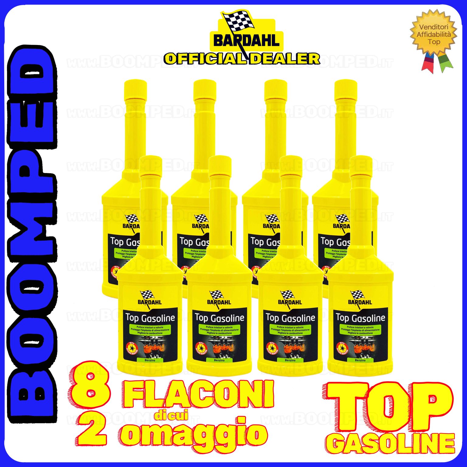 8 flaconi 250ml BARDAHL TOP GASOLINE + additivo pulizia motore auto benzina 08BD48