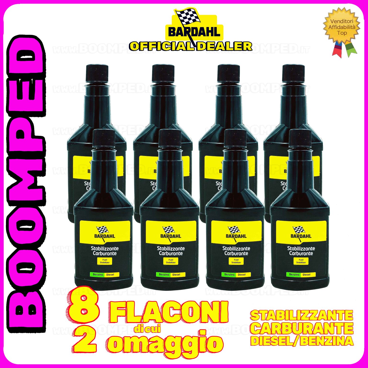 8 flaconi 150ml BARDAHL STABILIZZANTE CARBURANTE additivo anti depositi carburante auto moto benzina diesel 08BD51