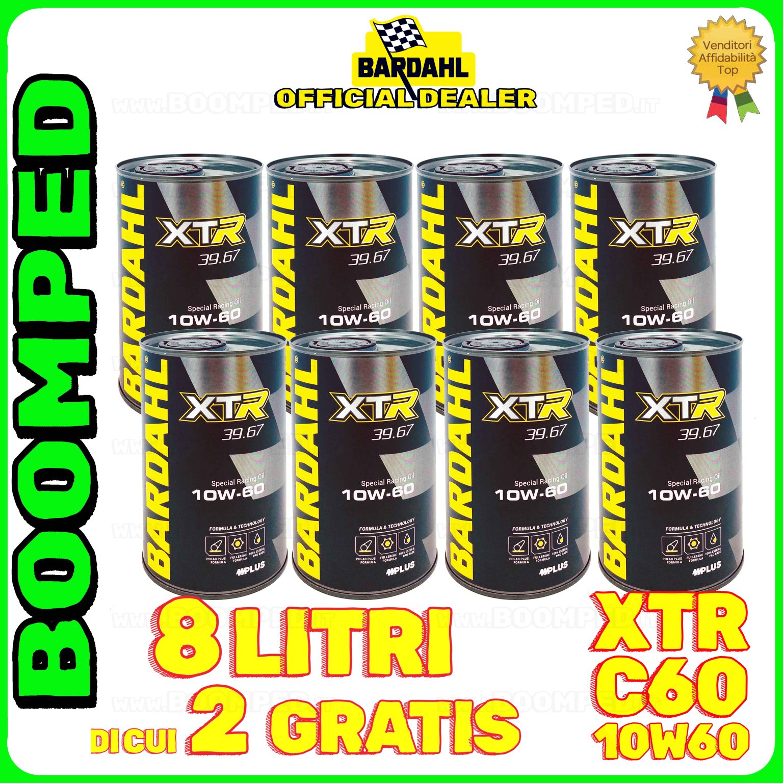 8 litri BARDAHL XTR 39.67 RACING C60 10W-60 olio motore auto sintetico USO PISTA 08BD56