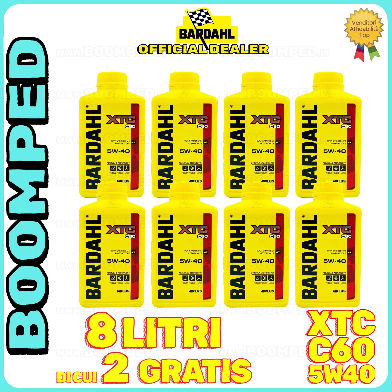 8 litri BARDAHL XTC C60 5W-40 olio motore moto sintetico API SN / JASO MA-MA2 08BD57