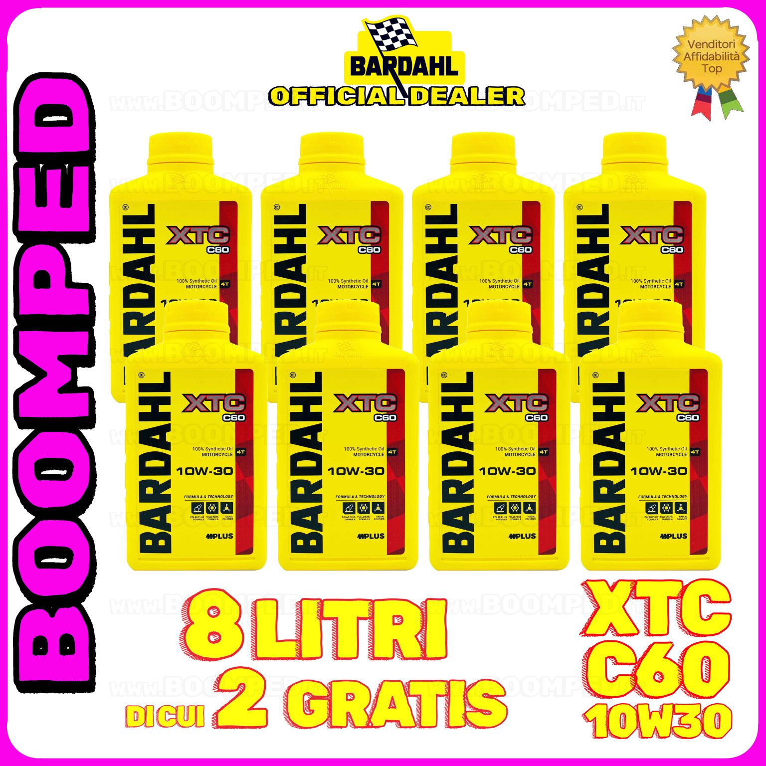 8 litri BARDAHL XTC C60 10W-30 olio motore moto sintetico API SN / JASO MA-MA2 08BD58