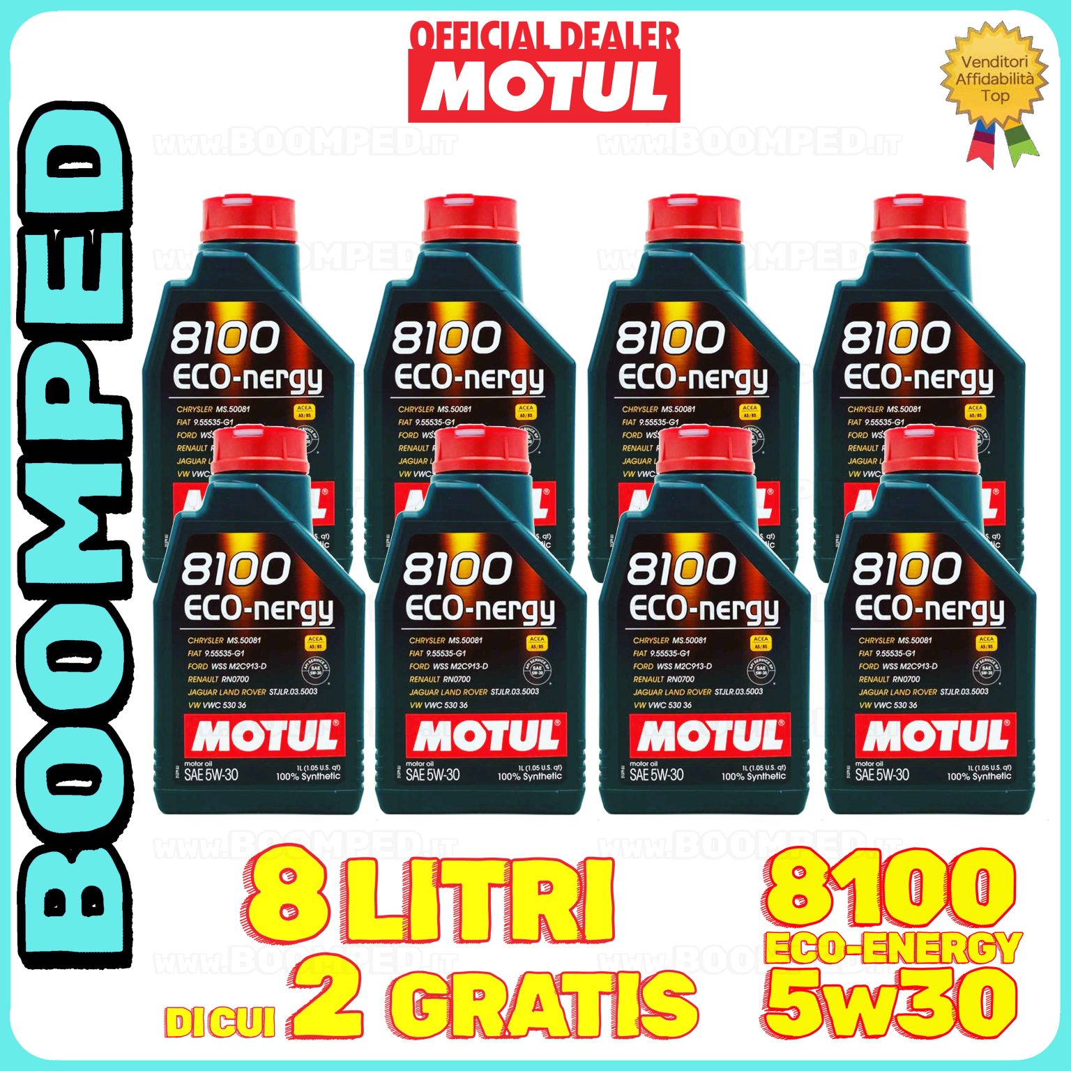8 litri MOTUL 8100 ECO-NERGY 5W-30 olio motore auto A5/B5 SP 08MO71