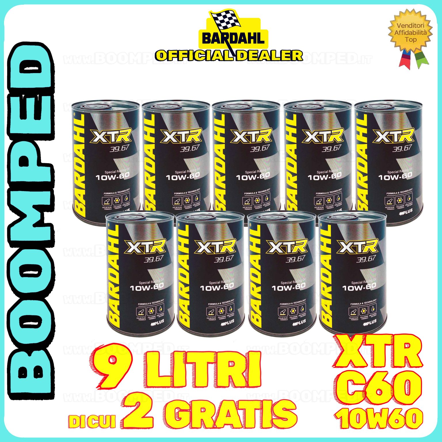 9 litri BARDAHL XTR 39.67 RACING C60 10W-60 olio motore auto sintetico USO PISTA 09BD56