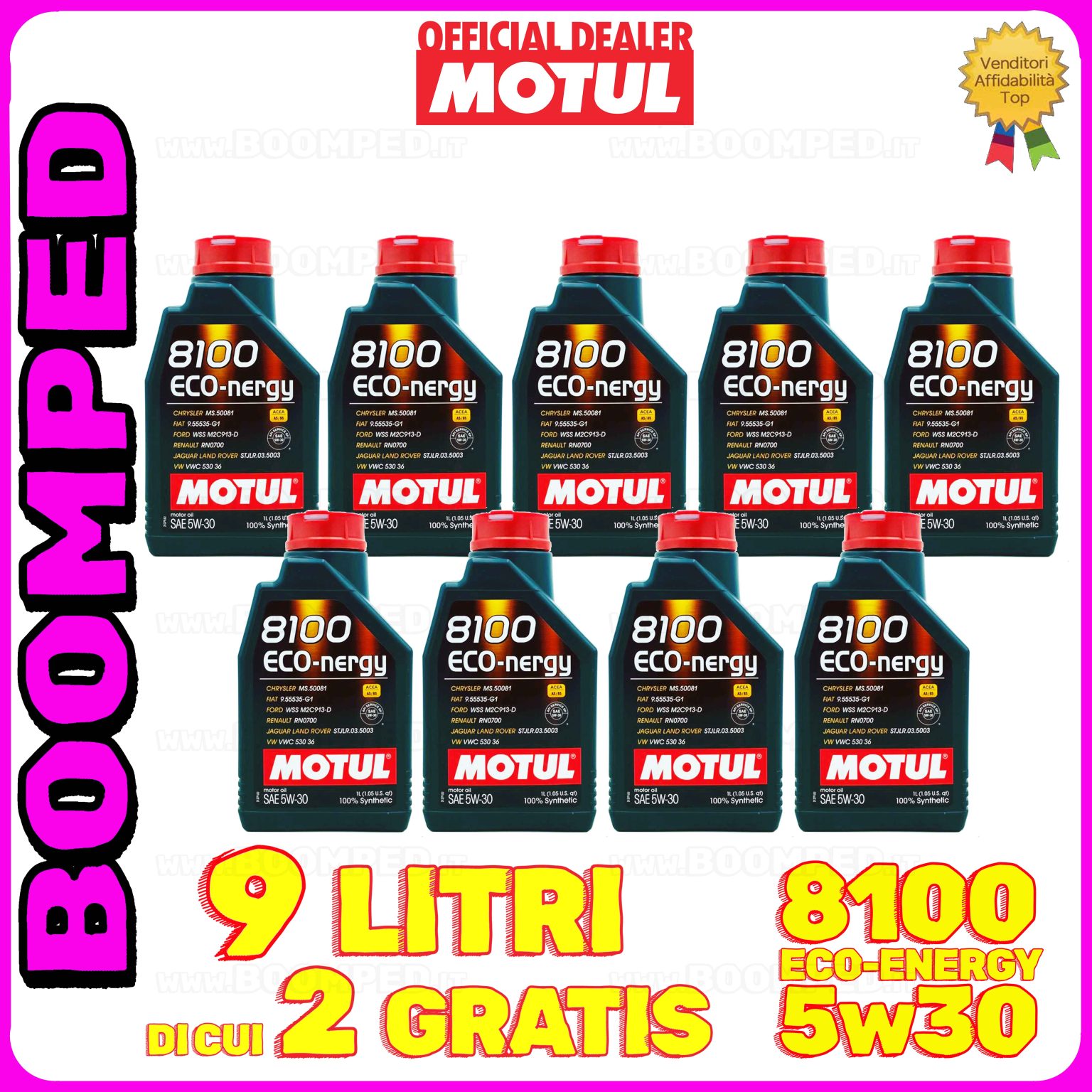 9 litri MOTUL 8100 ECO-NERGY 5W-30 olio motore auto A5/B5 SP 09MO71