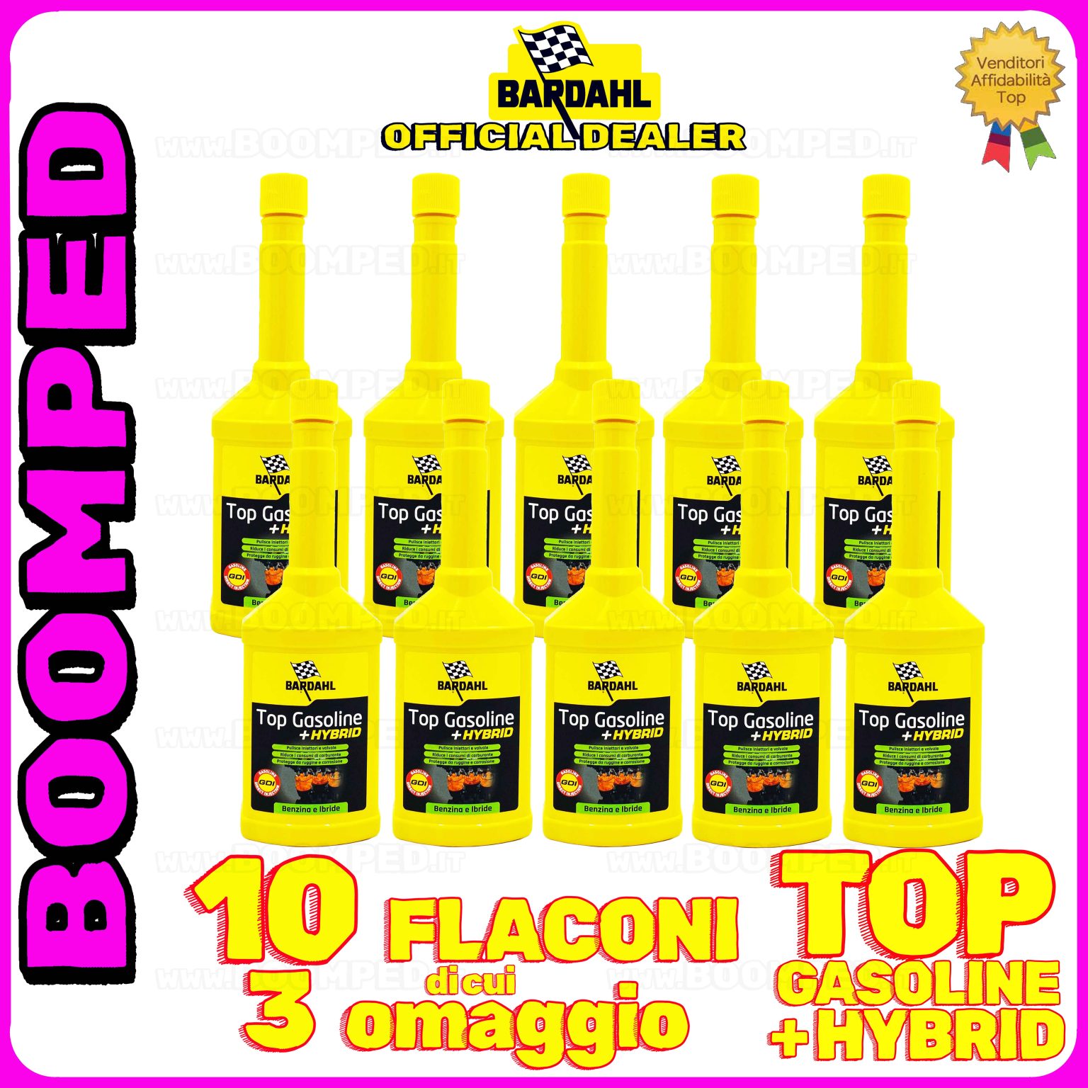 10 flaconi 250ml BARDAHL TOP GASOLINE HYBRID additivo pulizia motore auto benzina ibride 10BD47