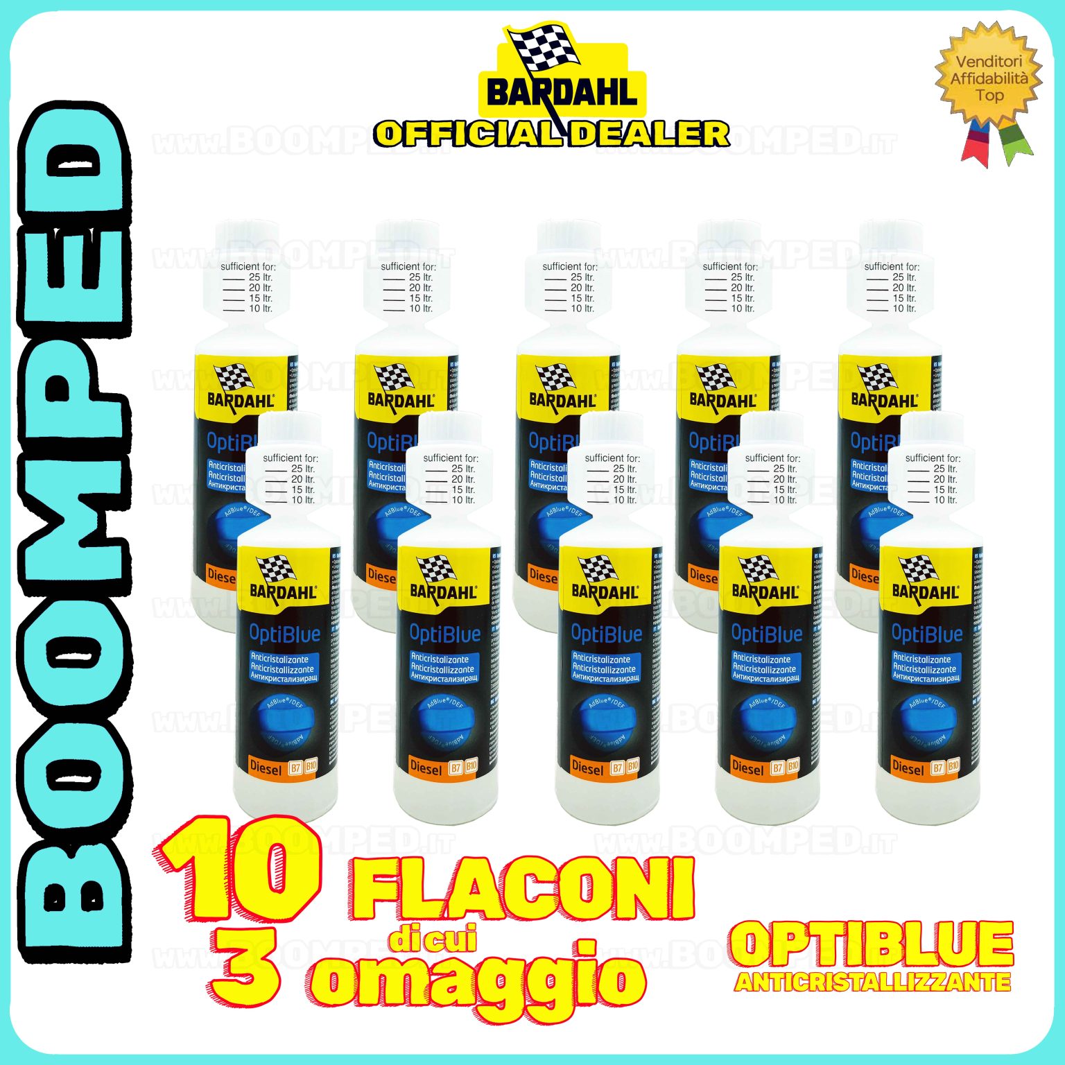 10 flaconi 250ml BARDAHL OPTIBLUE additivo anticristallizzante ADBLUE auto diesel 10BD50