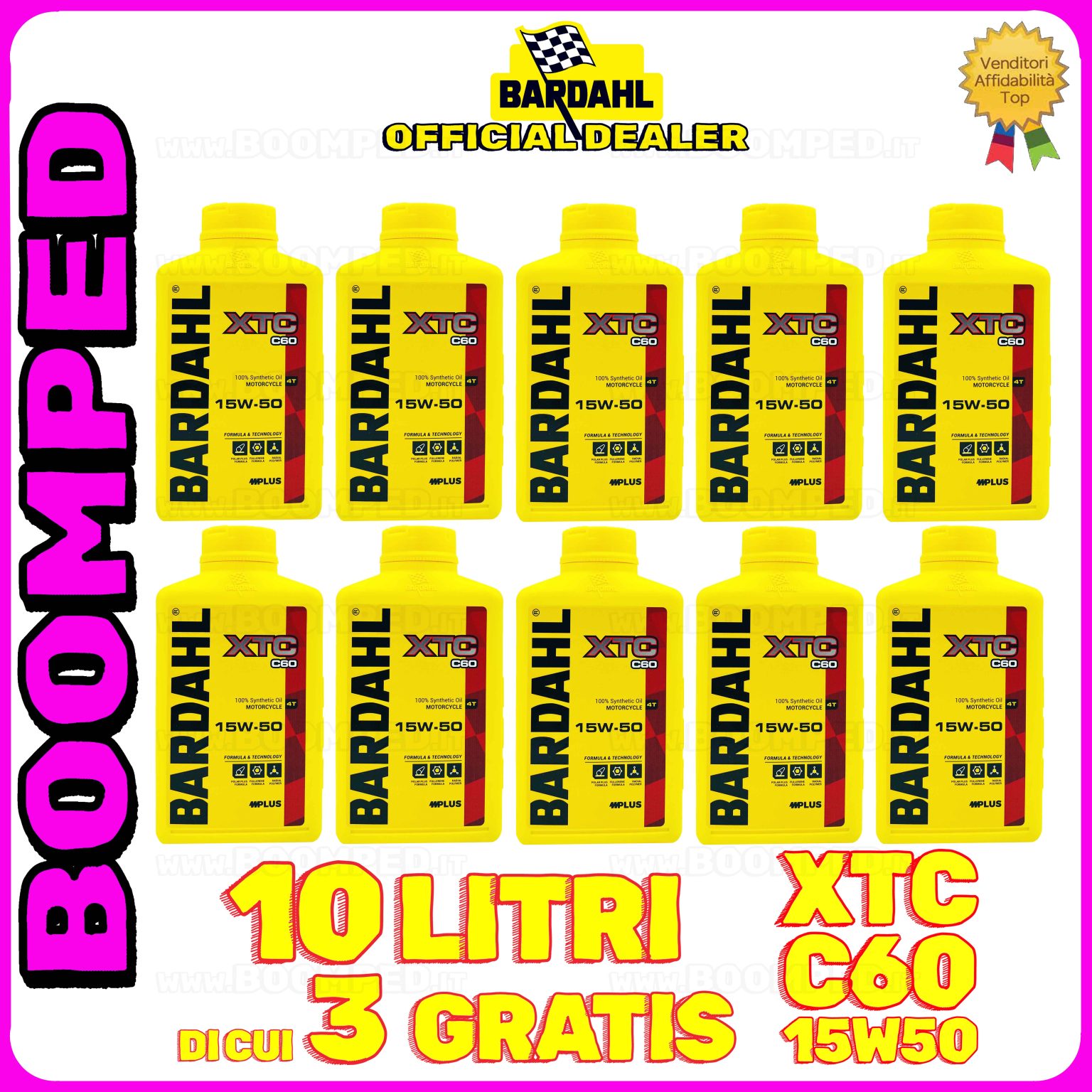10 litri BARDAHL XTC C60 15W-50 olio motore moto sintetico API SN / JASO MA-MA2 10BD59