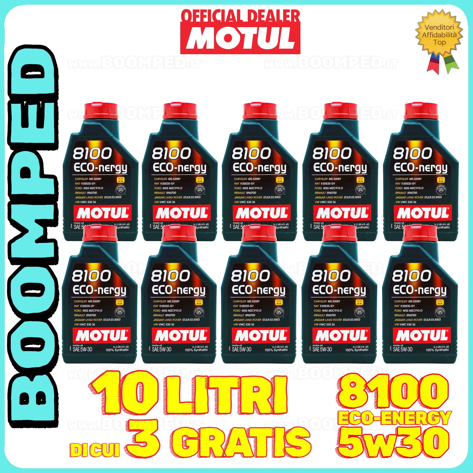 10 litri MOTUL 8100 ECO-NERGY 5W-30 olio motore auto A5/B5 SP 10MO71