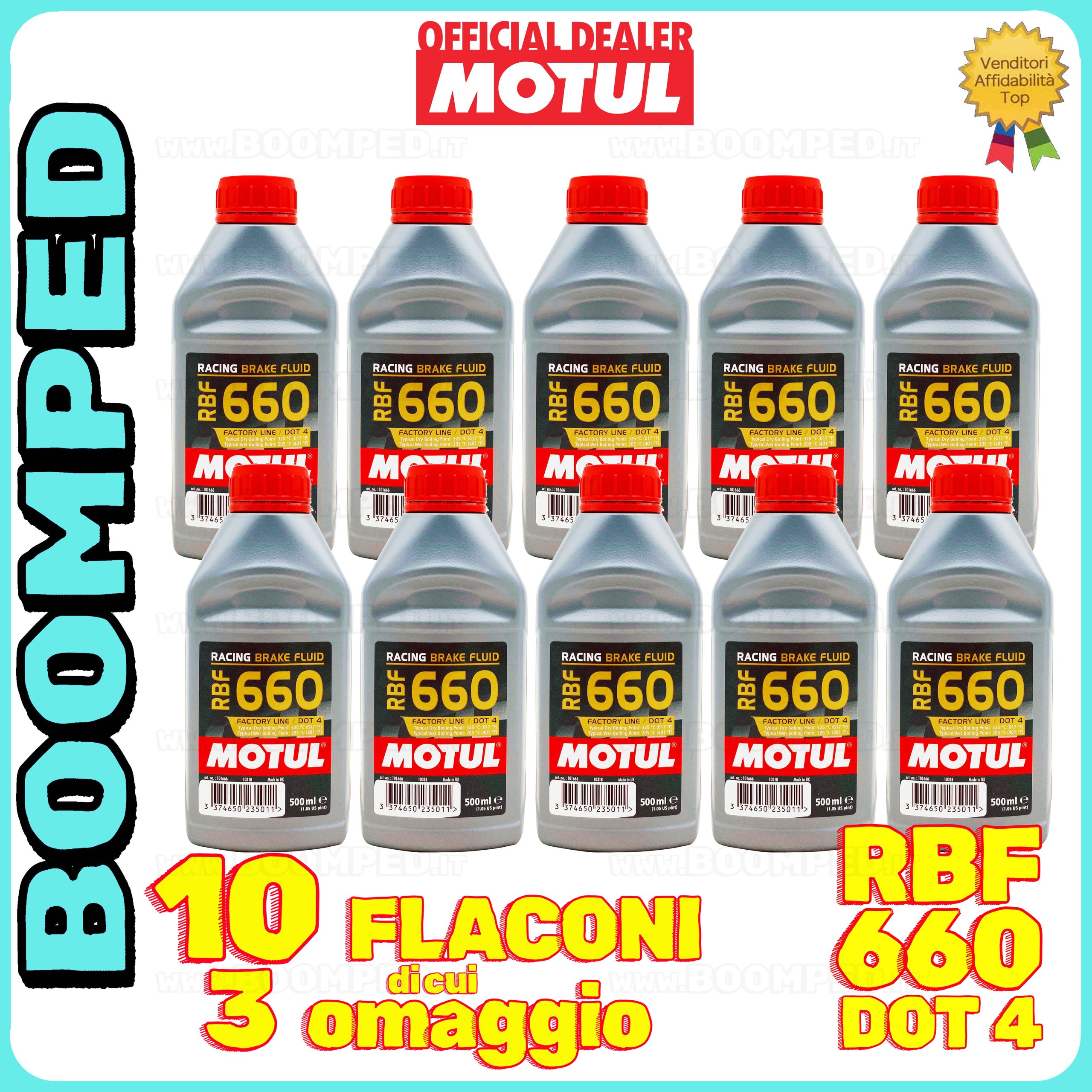 10 flaconi 500ml MOTUL RBF 660 FACTORY LINE olio freni frizione competizione DOT 4 auto moto 10MO78