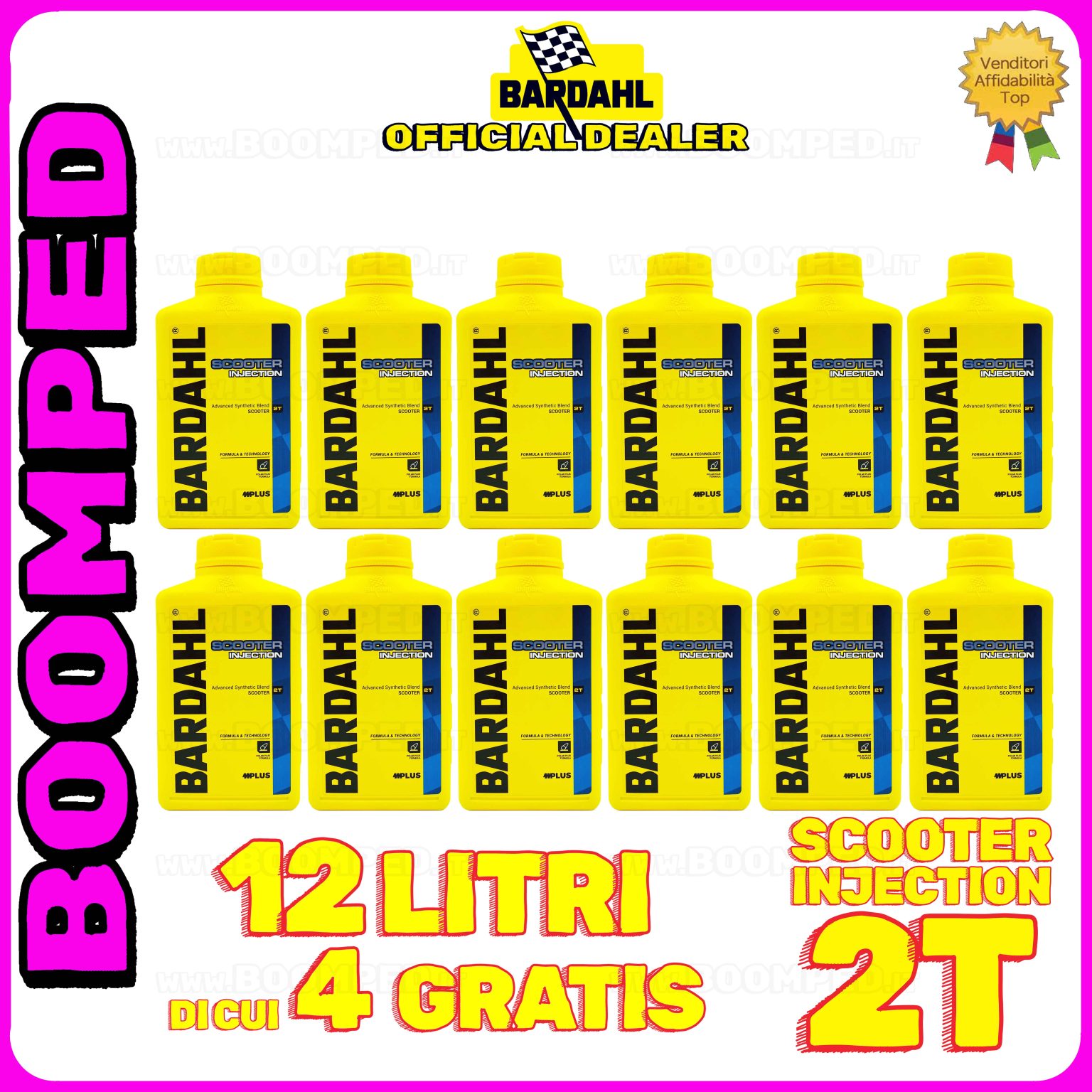 12 litri BARDAHL SCOOTER INJECTION 2T OLIO MOTORE per miscela moto scooter 2T 100% sintetico 12BD02