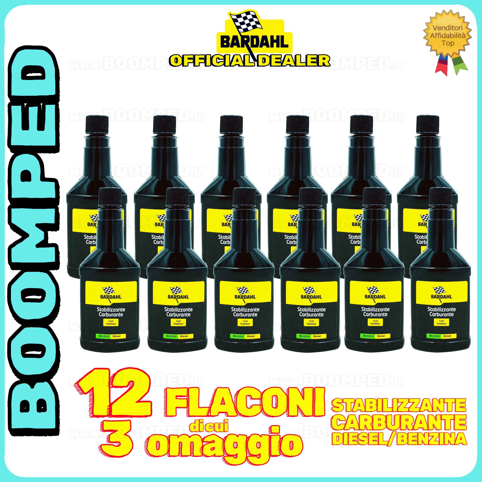 12 flaconi 150ml BARDAHL STABILIZZANTE CARBURANTE additivo anti depositi carburante auto moto benzina diesel 12BD51