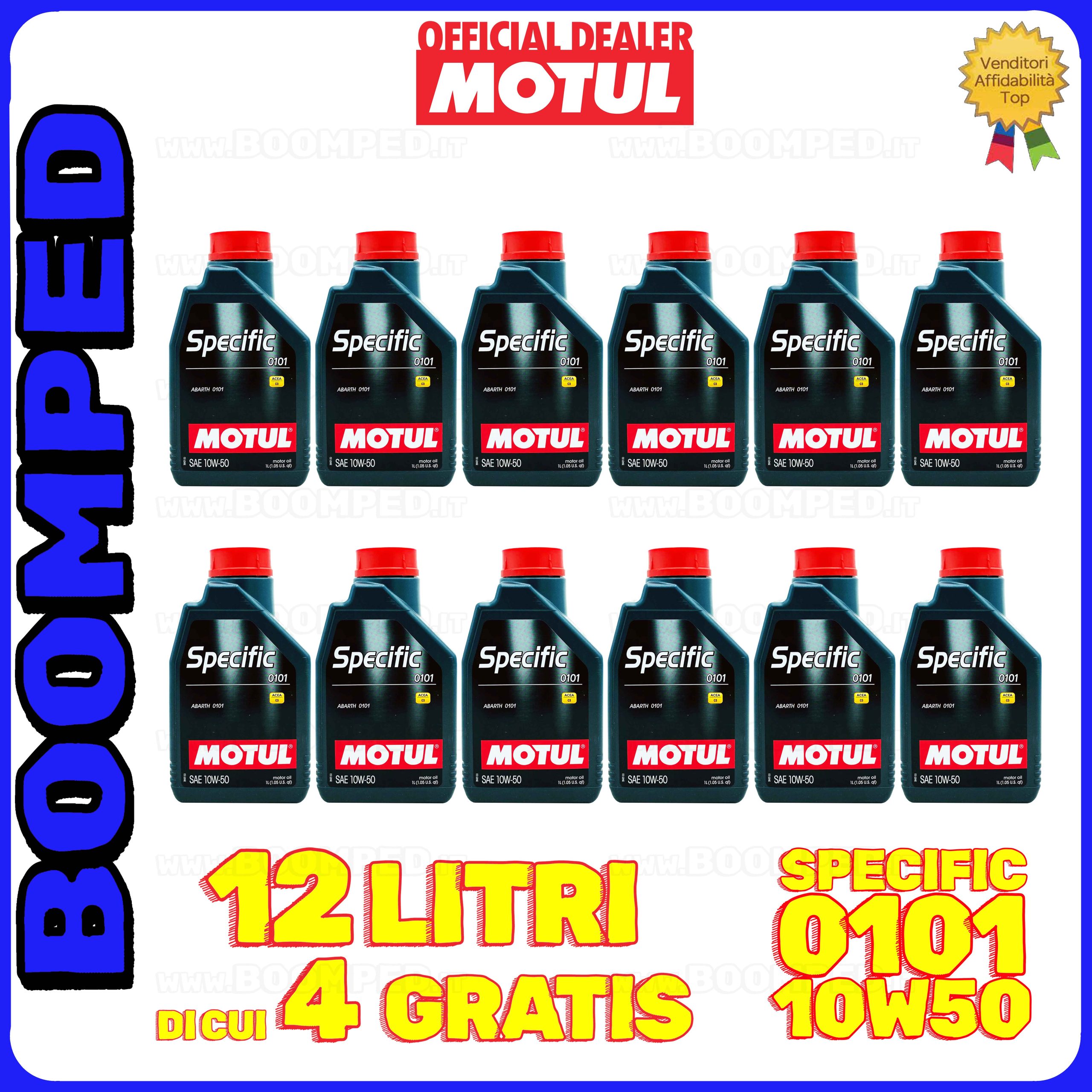 12 litri MOTUL SPECIFIC 0101 10W-50 olio motore auto ABARTH C3 SN (flacone 1 LT) 12MO79