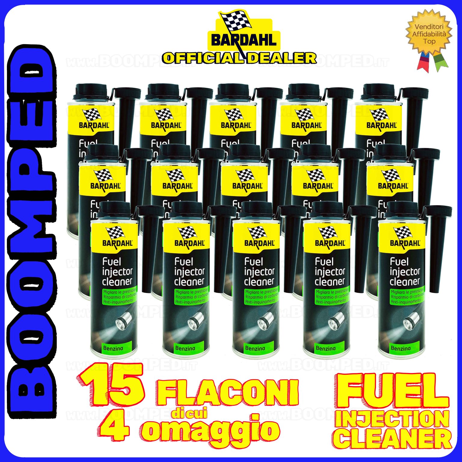 15 flaconi 300ml BARDAHL FUEL INJECTOR CLEANER additivo pulitore valvole motore auto benzina 15BD45