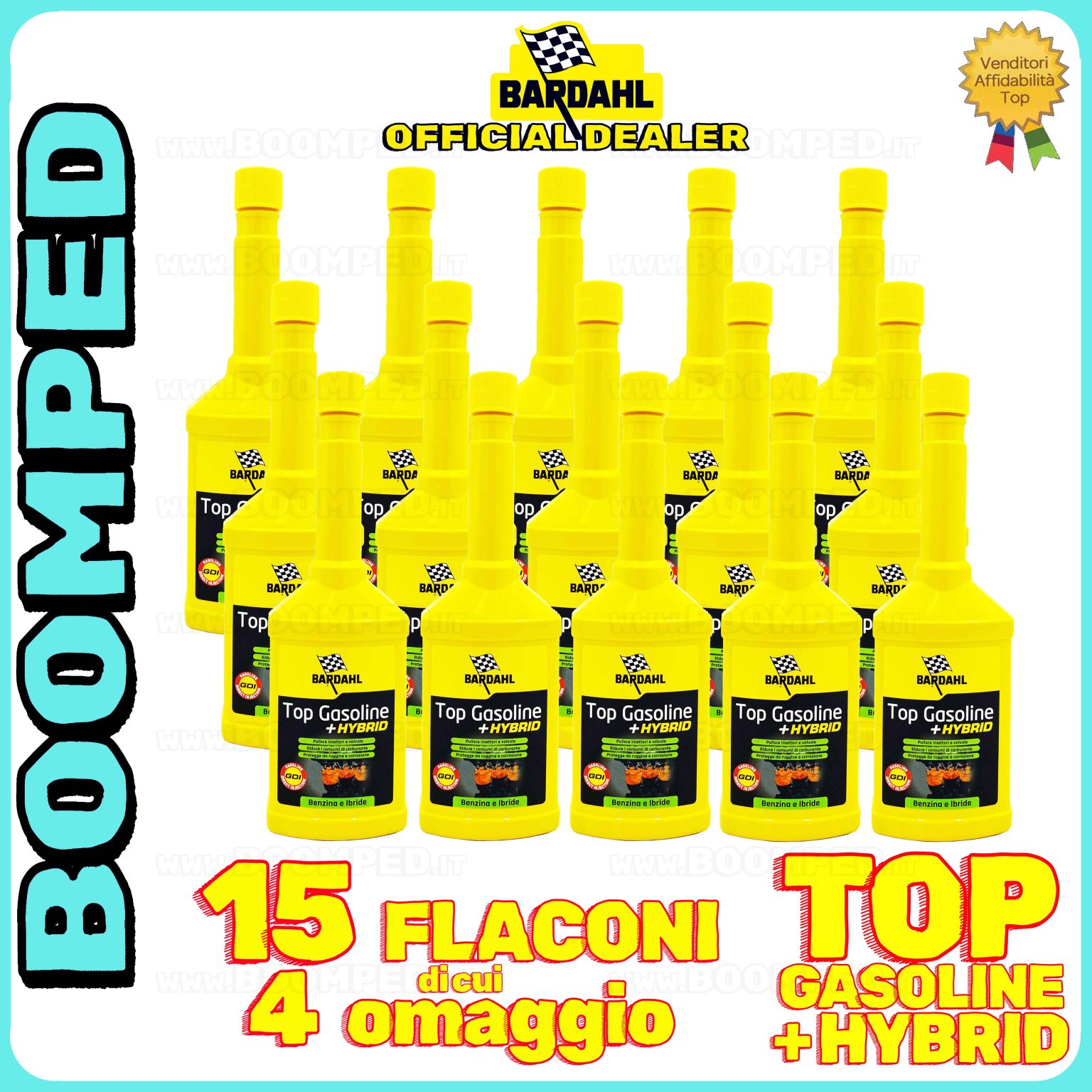 15 flaconi 250ml BARDAHL TOP GASOLINE HYBRID additivo pulizia motore auto benzina ibride 15BD47