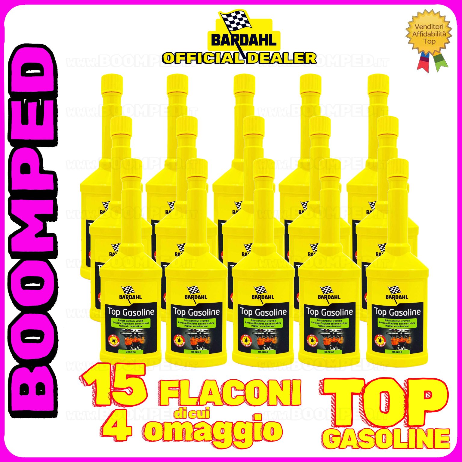 15 flaconi 250ml BARDAHL TOP GASOLINE + additivo pulizia motore auto benzina 15BD48
