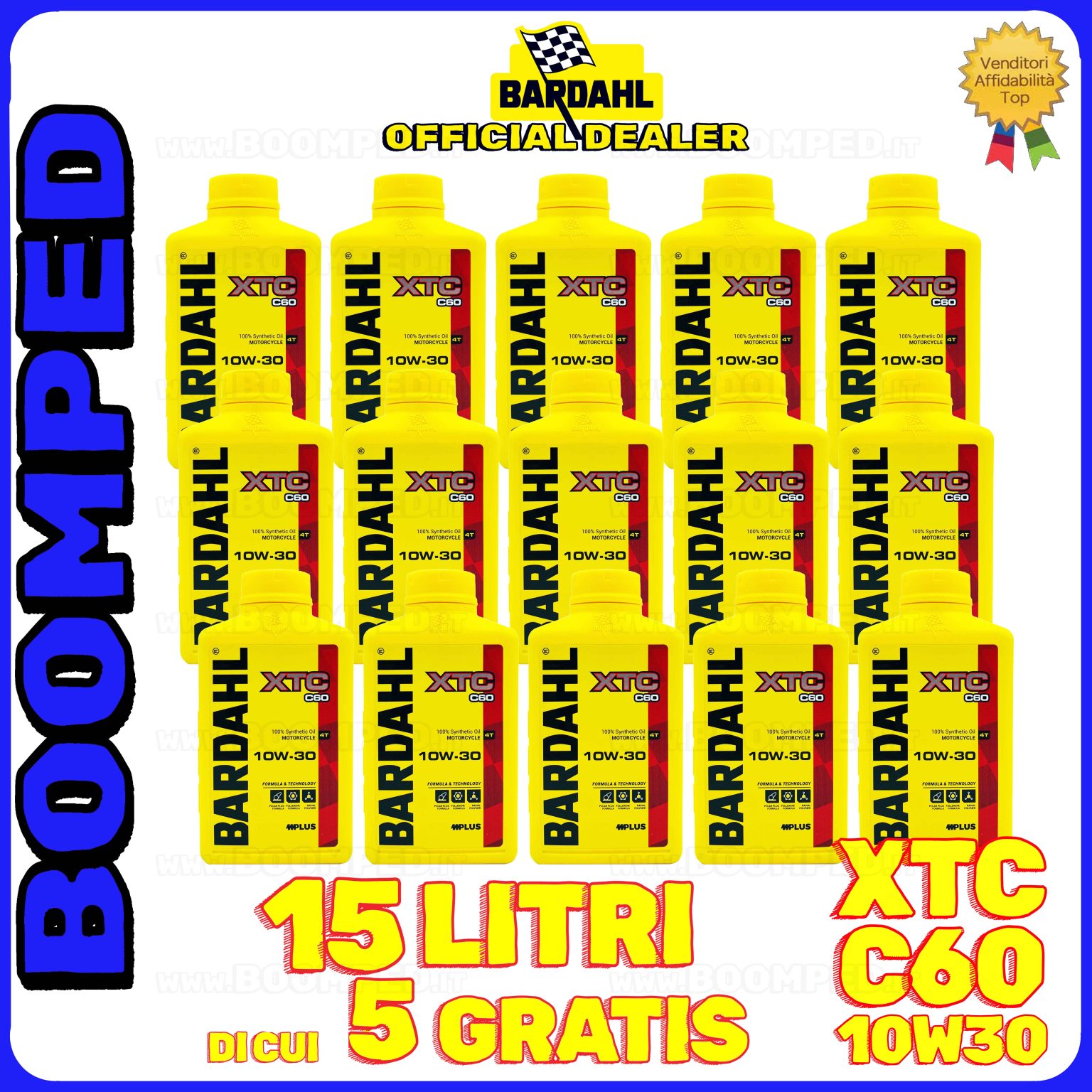 15 litri BARDAHL XTC C60 10W-30 olio motore moto sintetico API SN / JASO MA-MA2 15BD58