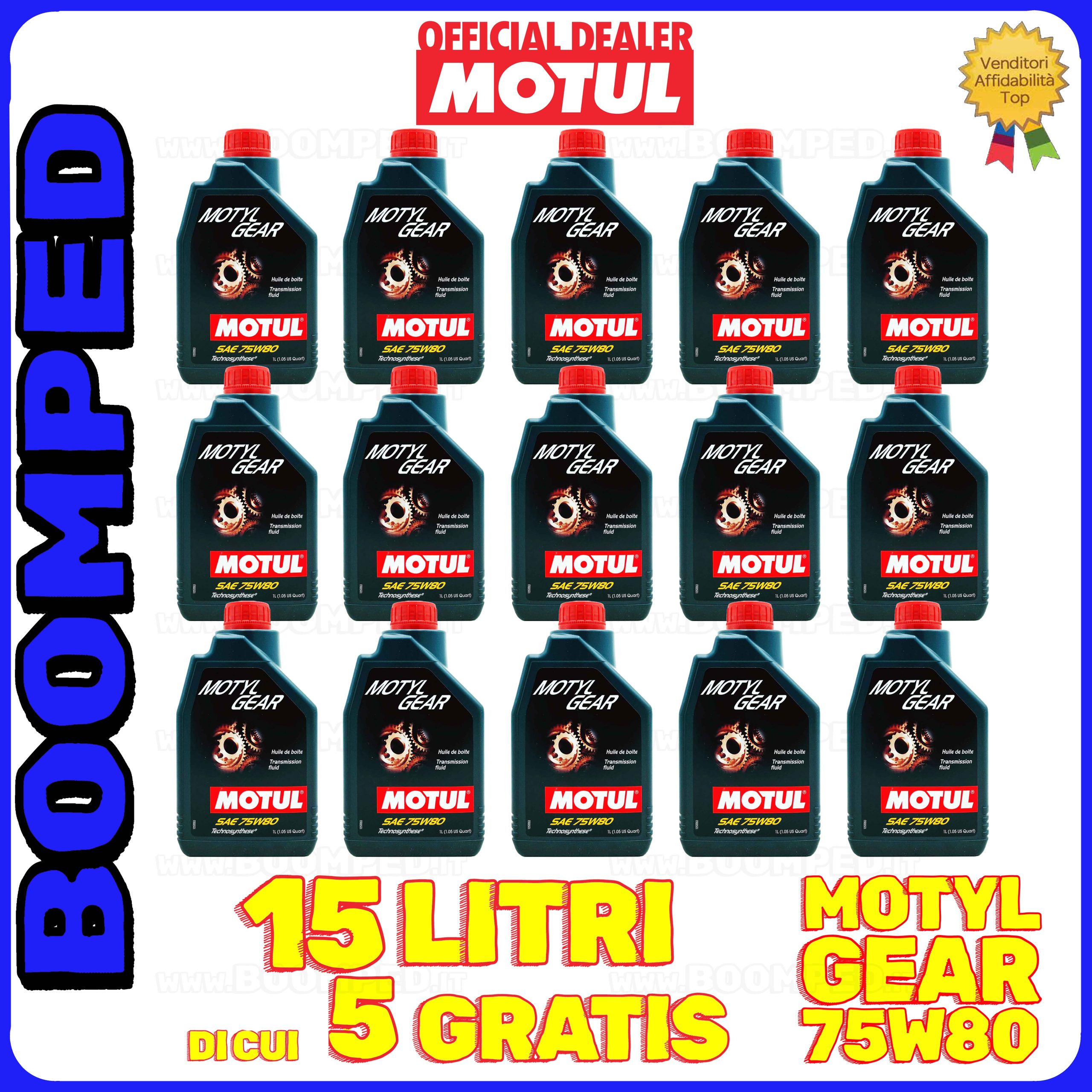 15 litri MOTUL MOTYLGEAR 75W-80 olio lubrificante trasmissione cambio GL-4 GL-5 MIL-L 2105 D 15MO75