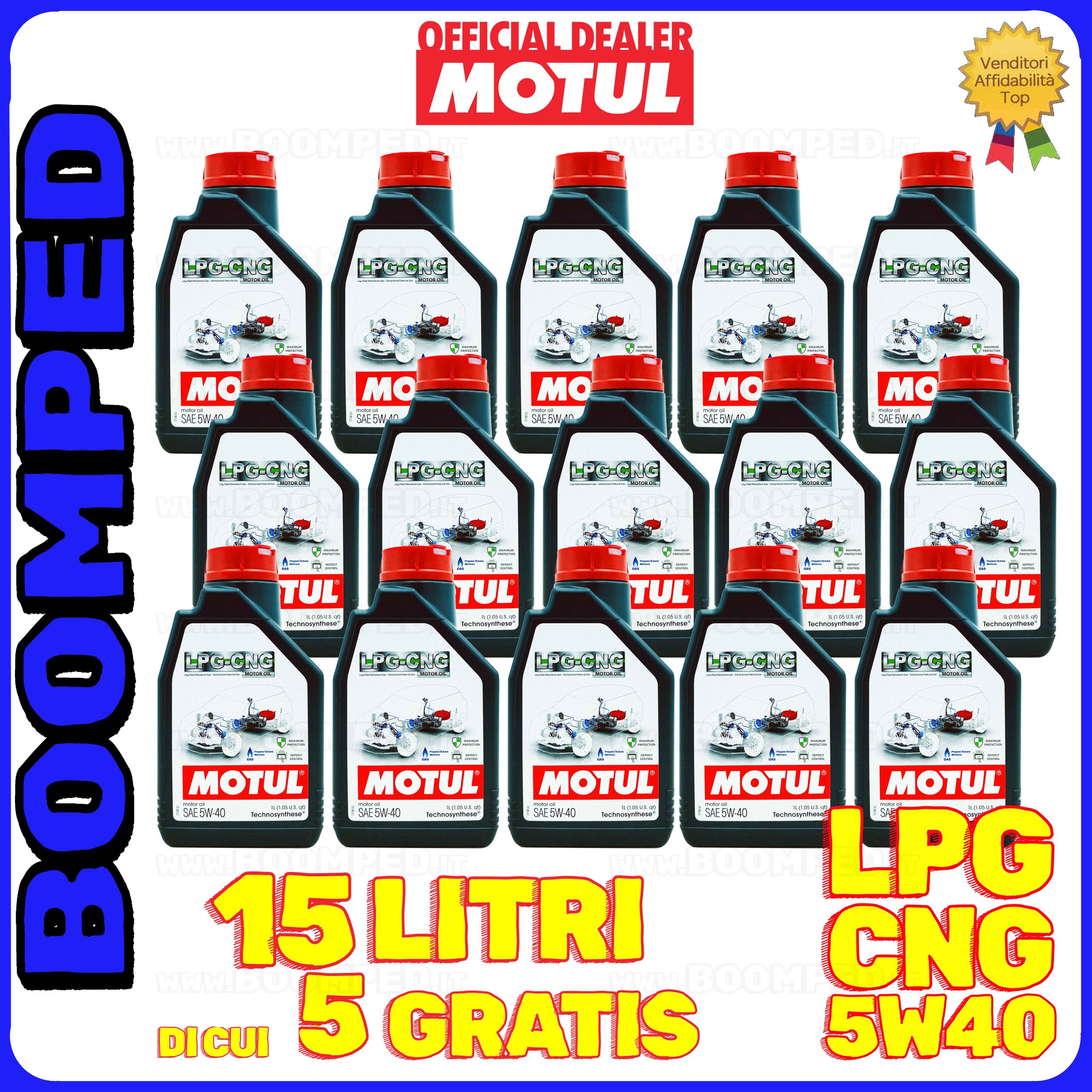 15 litri MOTUL LPG-CNG 5W-40 olio motore auto GPL METANO BI-FUEL 15MO77