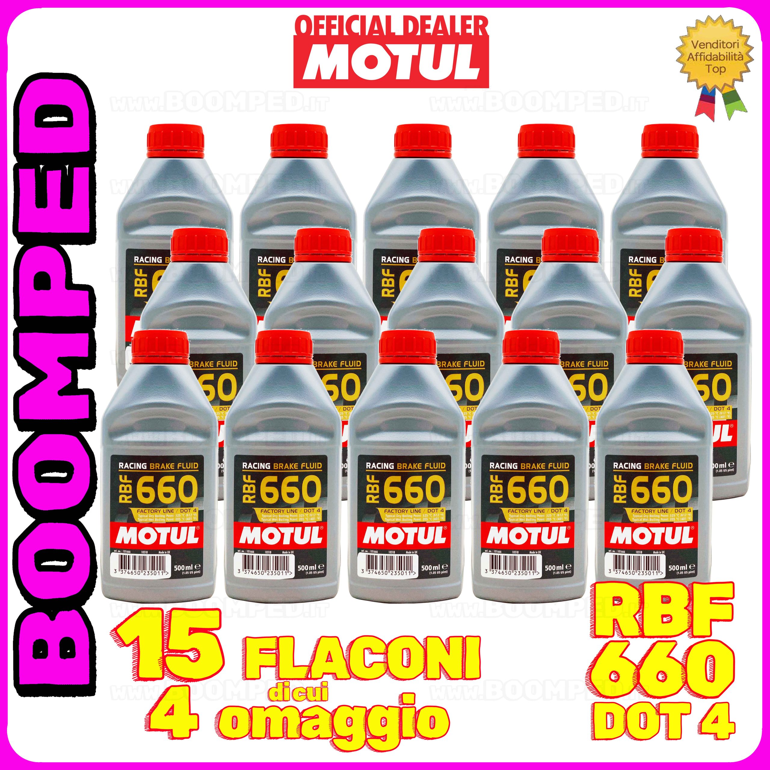 15 flaconi 500ml MOTUL RBF 660 FACTORY LINE olio freni frizione competizione DOT 4 auto moto 15MO78