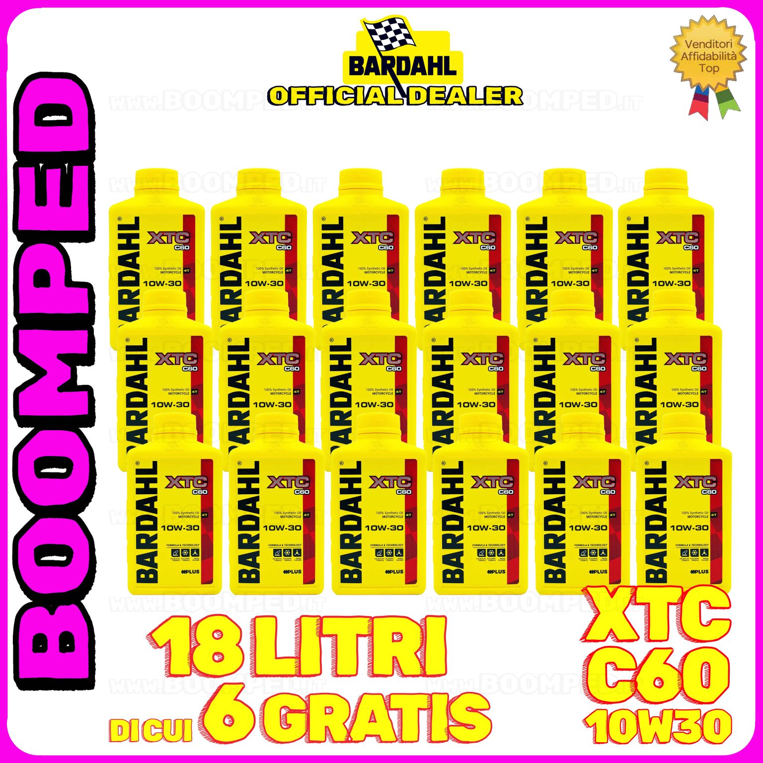 18 litri BARDAHL XTC C60 10W-30 olio motore moto sintetico API SN / JASO MA-MA2 18BD58