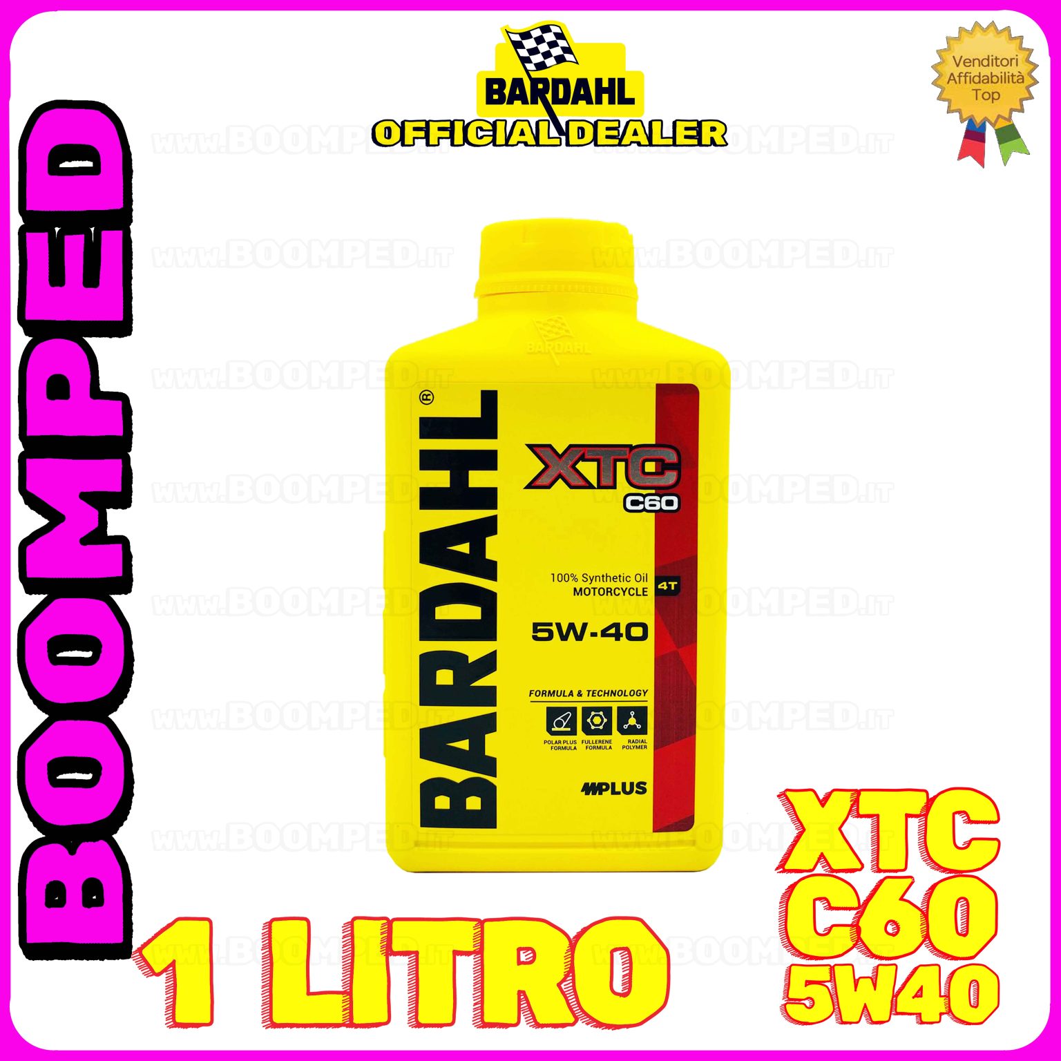 1 litro BARDAHL XTC C60 5W-40 olio motore moto sintetico API SN / JASO MA-MA2 BD57