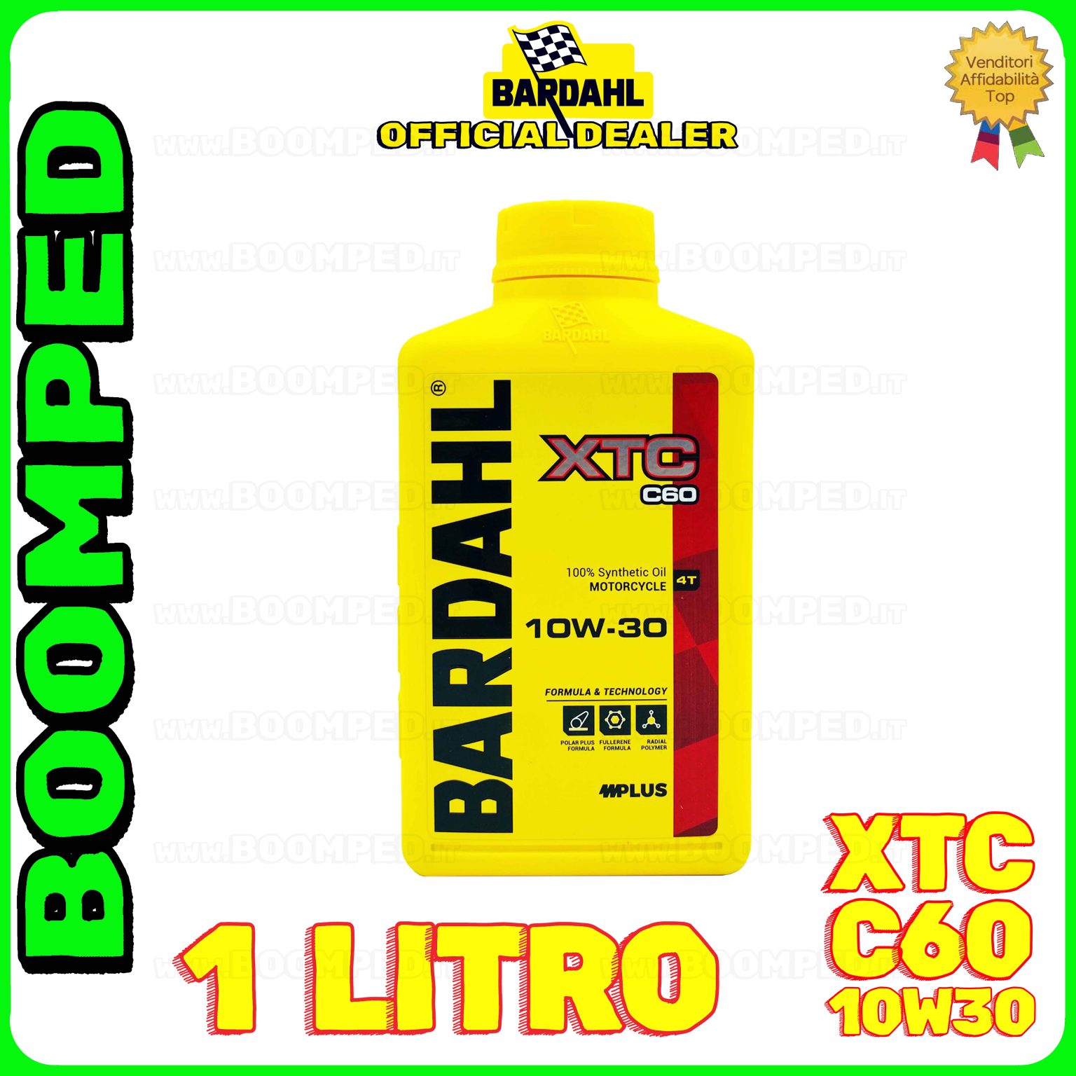 1 litro BARDAHL XTC C60 10W-30 olio motore moto sintetico API SN / JASO MA-MA2 BD58