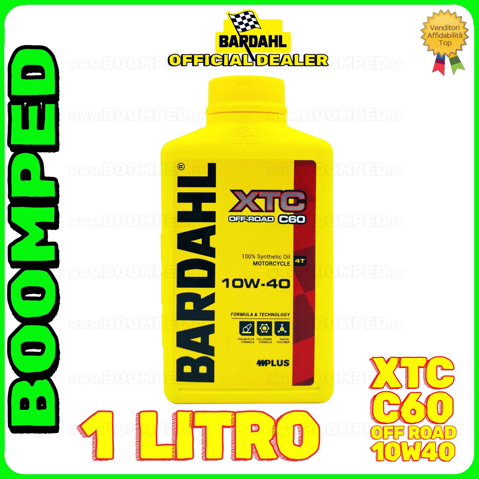 1 litro BARDAHL XTC C60 OFF ROAD 10W-40 olio motore moto sintetico API SN / JASO MA-MA2 BD60