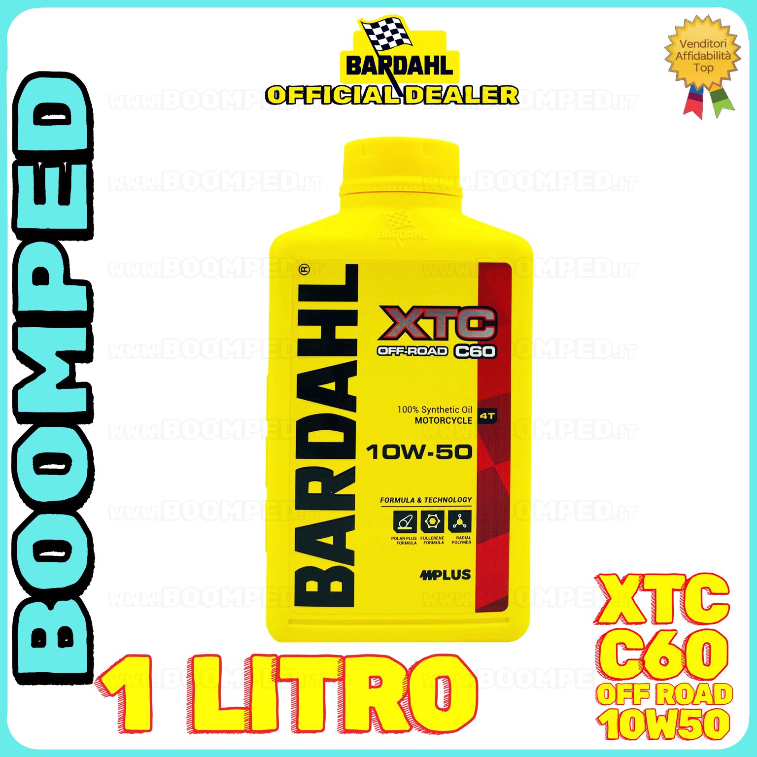 1 litro BARDAHL XTC C60 OFF ROAD 10W-50 olio motore moto sintetico API SN / JASO MA-MA2 BD61