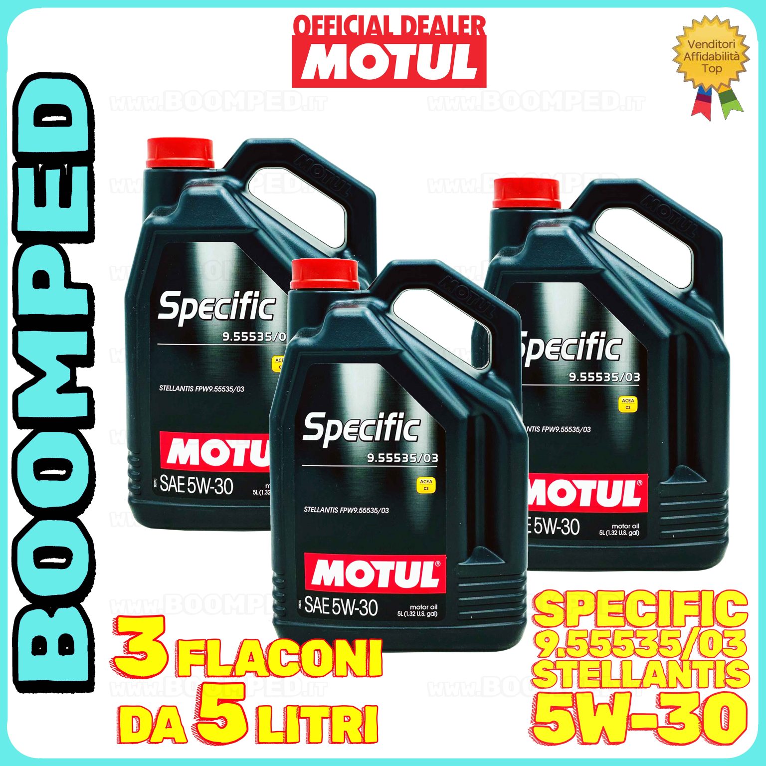 15 litri (3 TANICHE) MOTUL SPECIFIC 9.55535/03 5W-30 olio motore auto STELLANTIS 03MO58