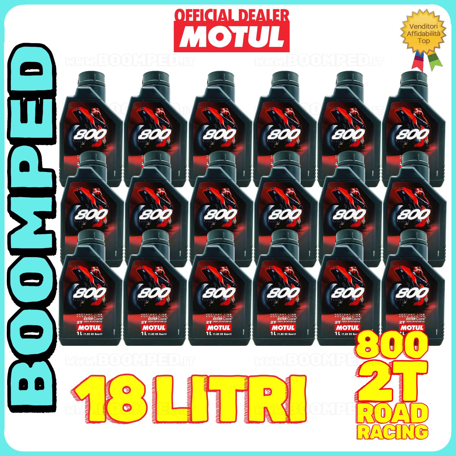 18 litri OLIO MOTORE MOTUL 800 FACTORY LINE ROAD RACING miscela moto pista stradale 2T 18MO09
