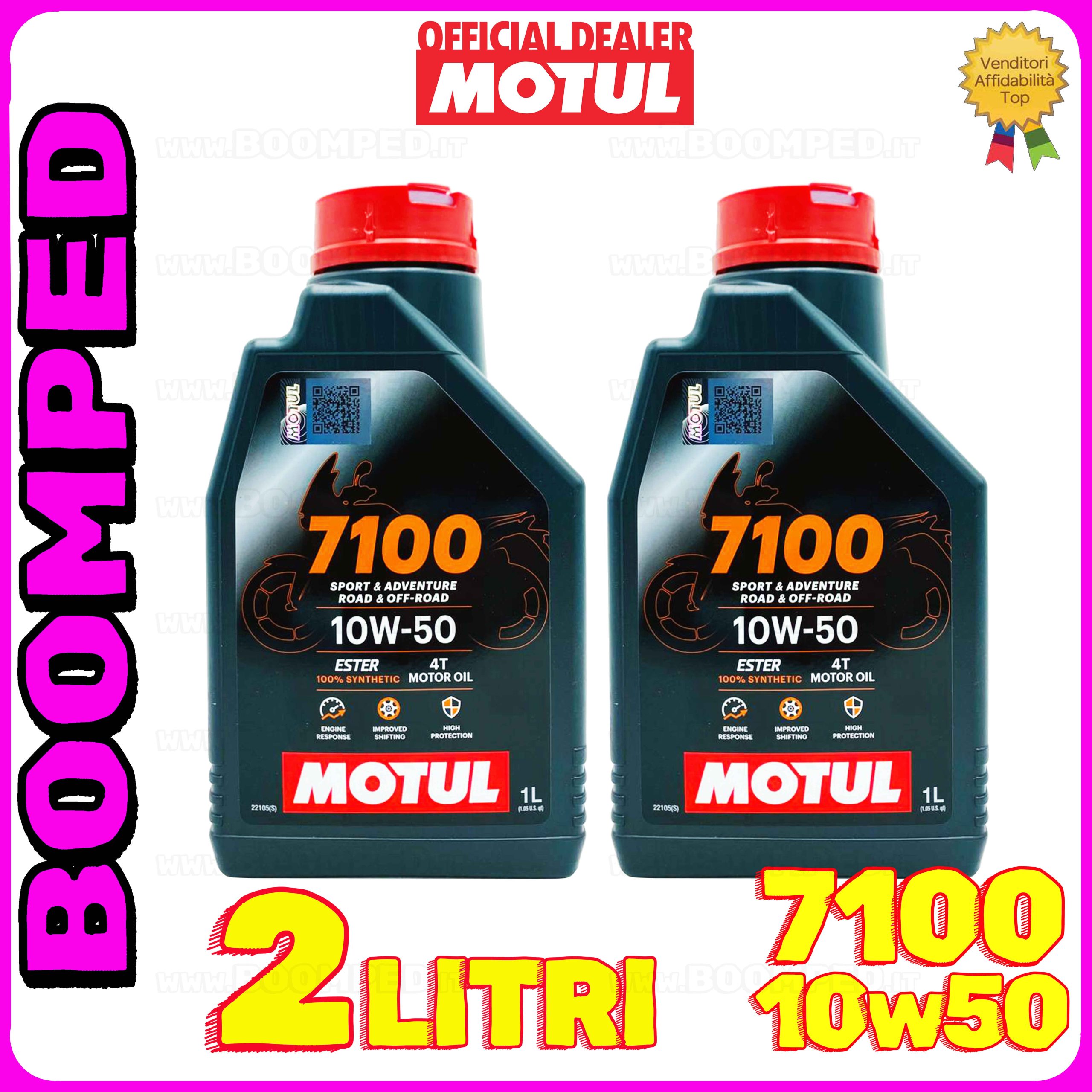 2 litri MOTUL 7100 10W-50 4T olio motore moto sintetico API SN / JASO MA2 02MO38