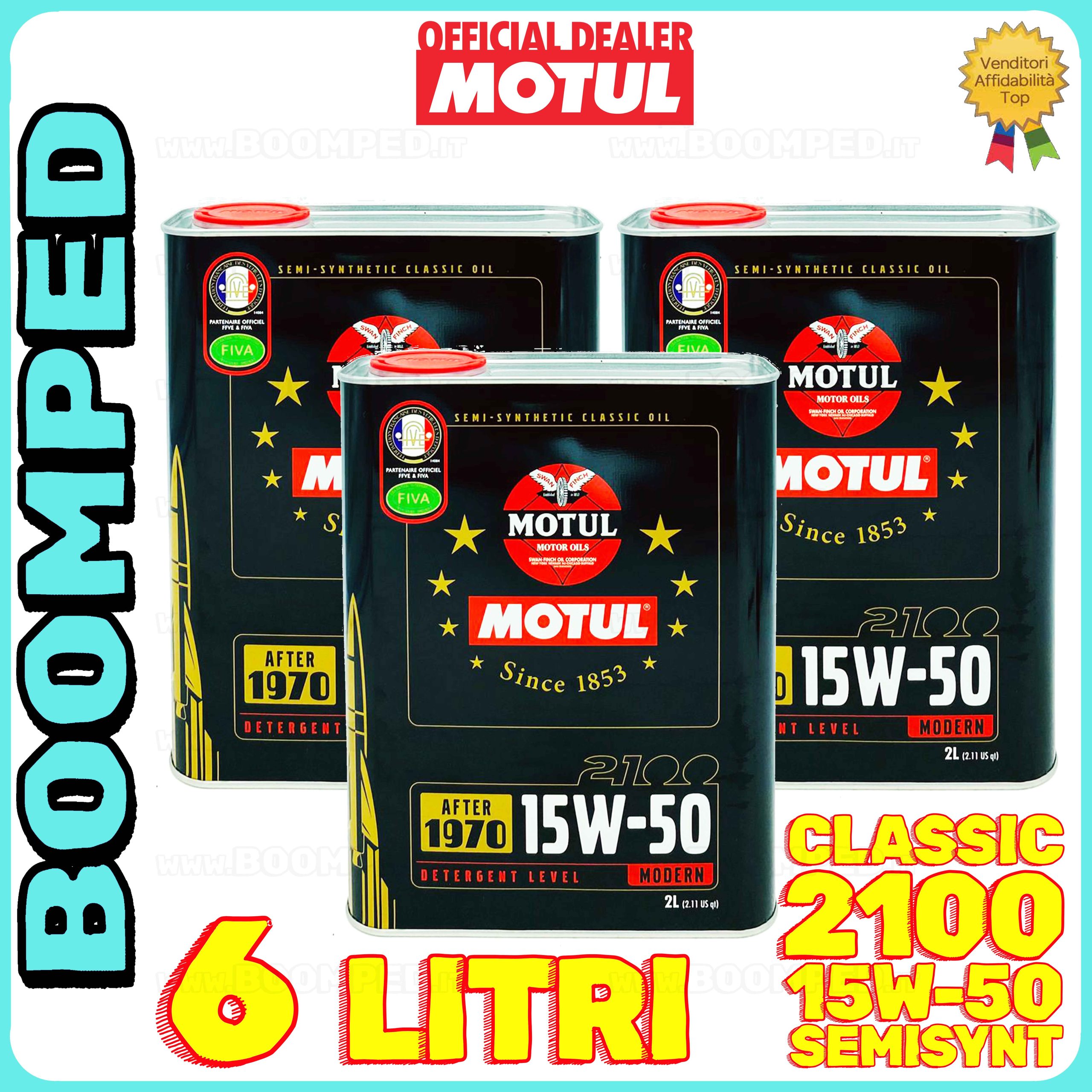 6 litri MOTUL CLASSIC 15W-50 olio motore SEMI SINTETICO auto epoca API SH/CF 03MO74