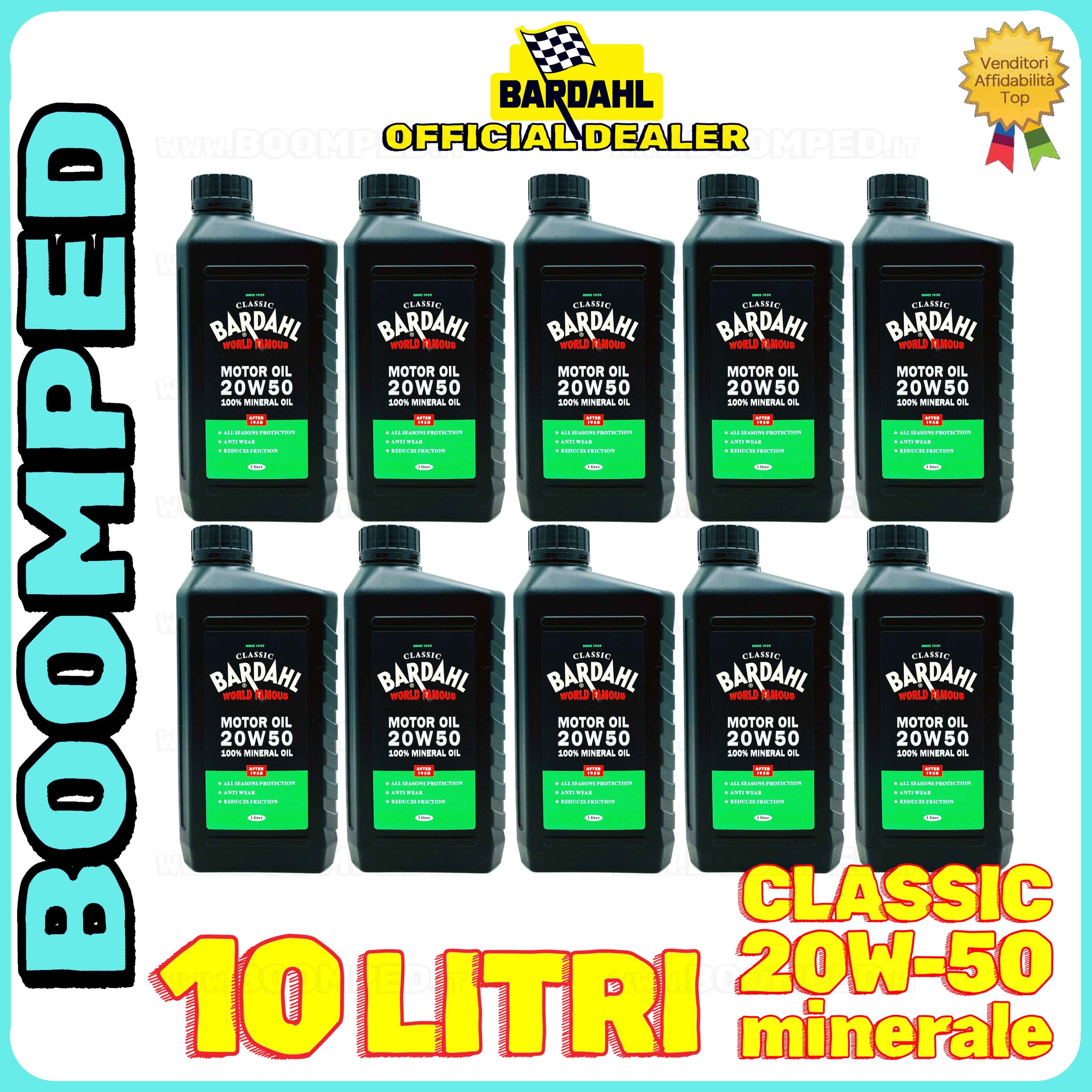 10 litri BARDAHL CLASSIC 20W50 olio motore 100% MINERALE auto epoca 10BD66