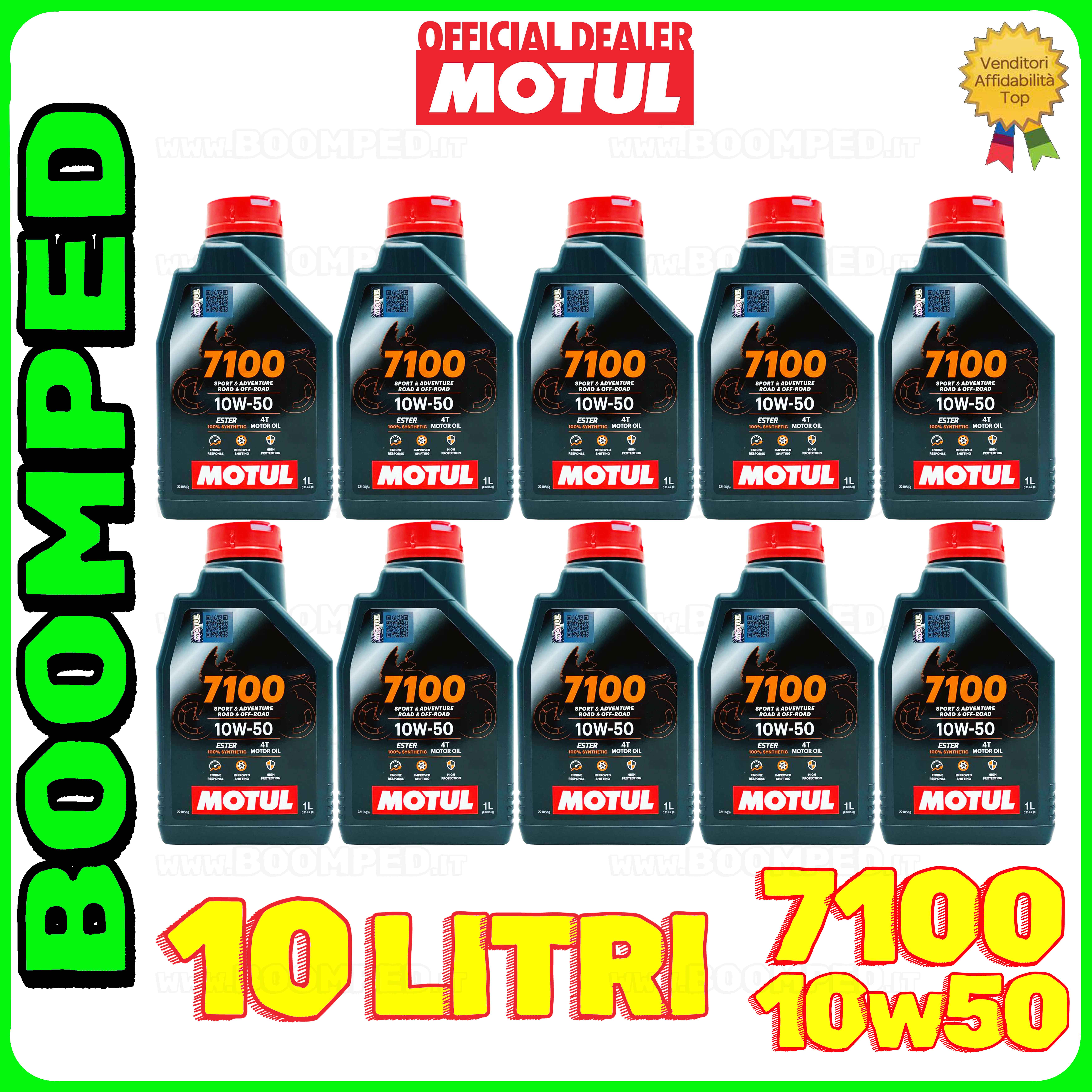 10 litri MOTUL 7100 10W-50 4T olio motore moto sintetico API SN / JASO MA2 10MO38