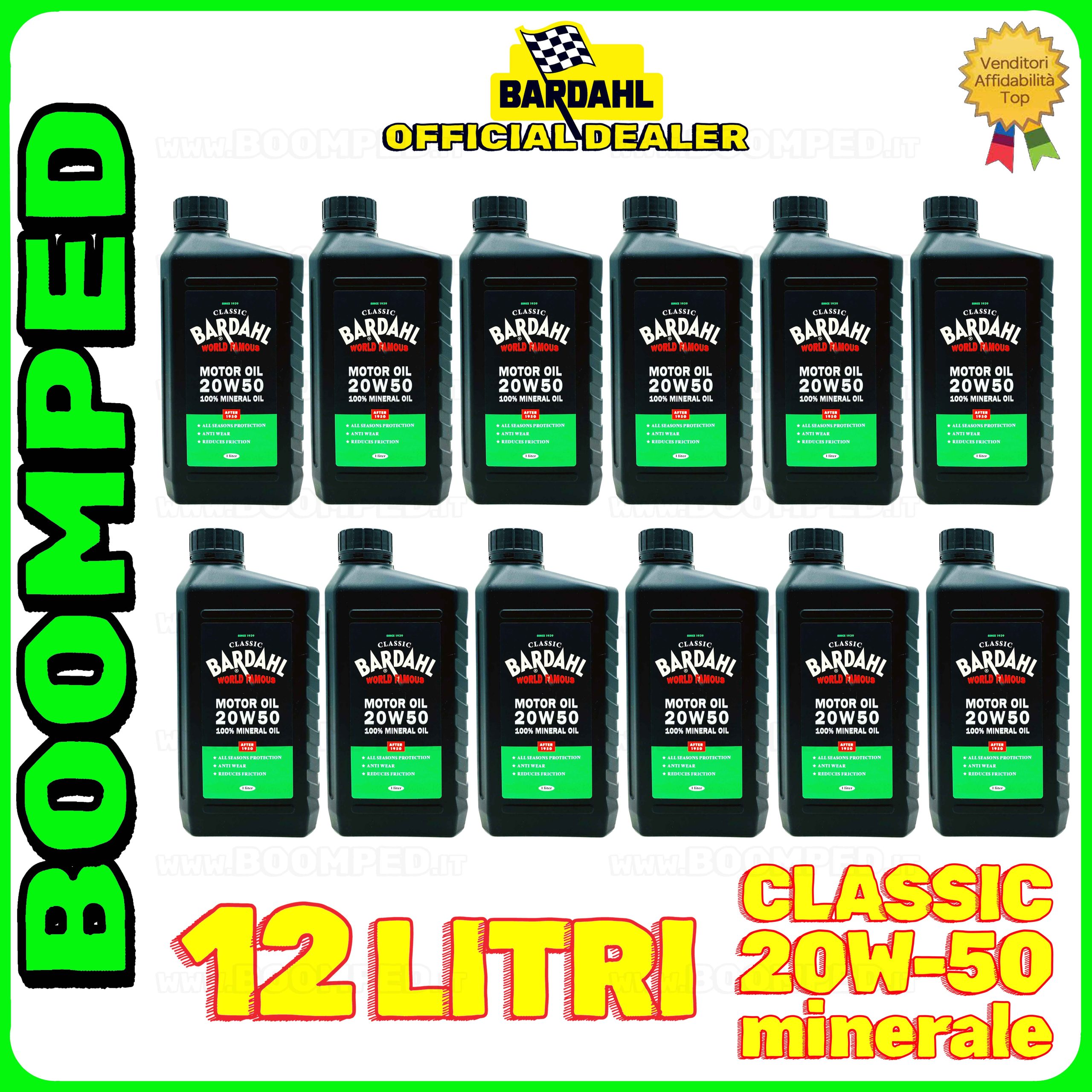 12 litri BARDAHL CLASSIC 20W50 olio motore 100% MINERALE auto epoca 12BD66