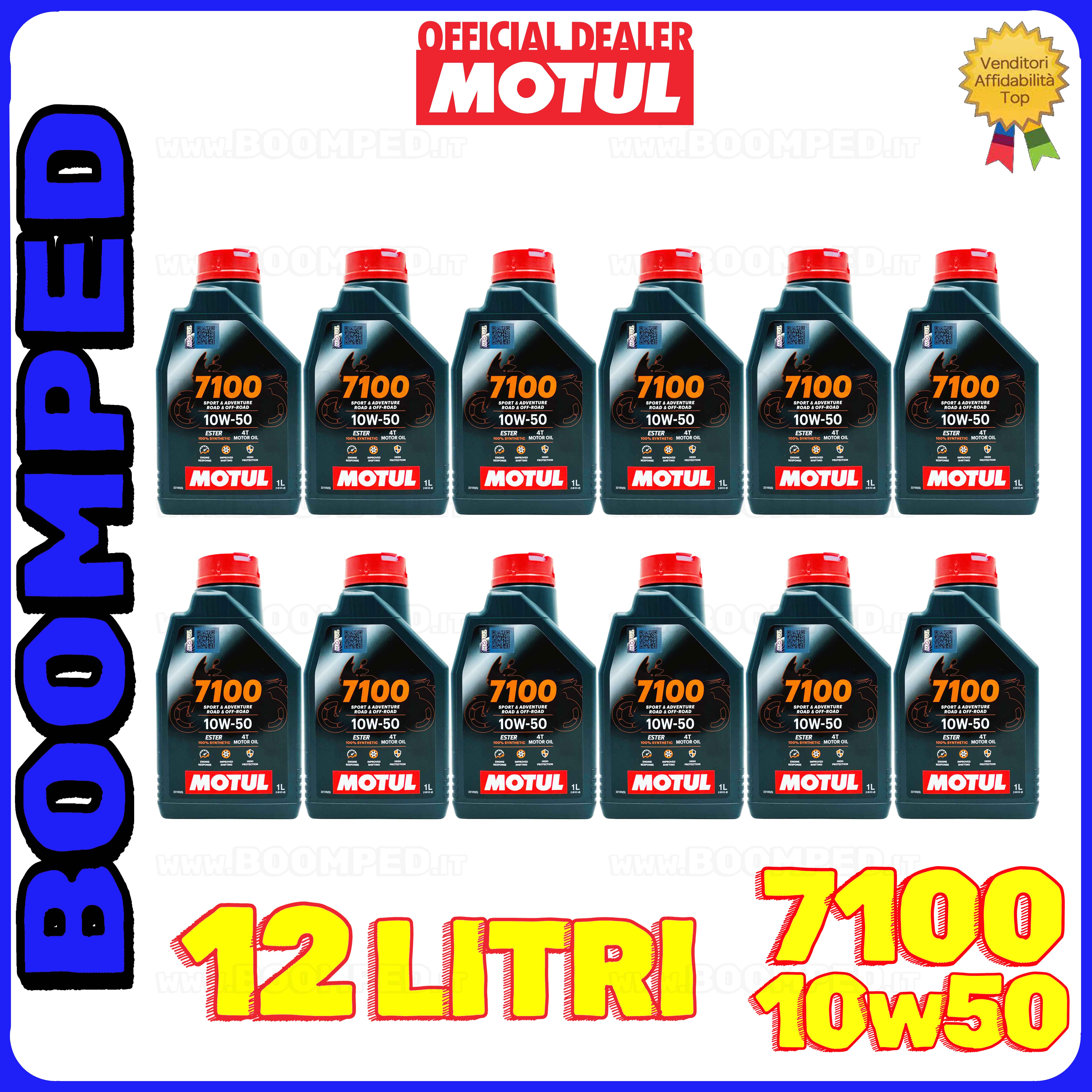 12 litri MOTUL 7100 10W-50 4T olio motore moto sintetico API SN / JASO MA2 12MO38