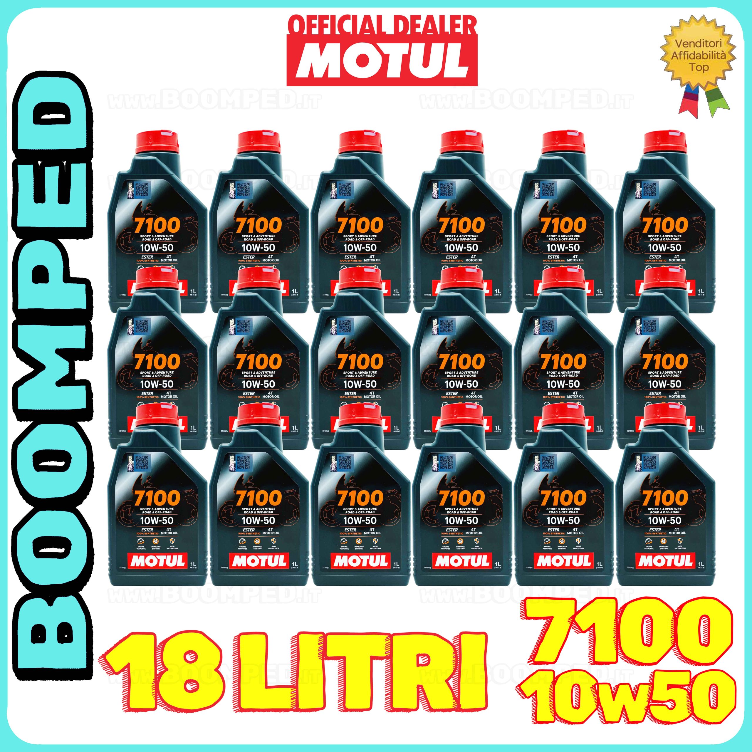 18 litri MOTUL 7100 10W-50 4T olio motore moto sintetico API SN / JASO MA2 18MO38